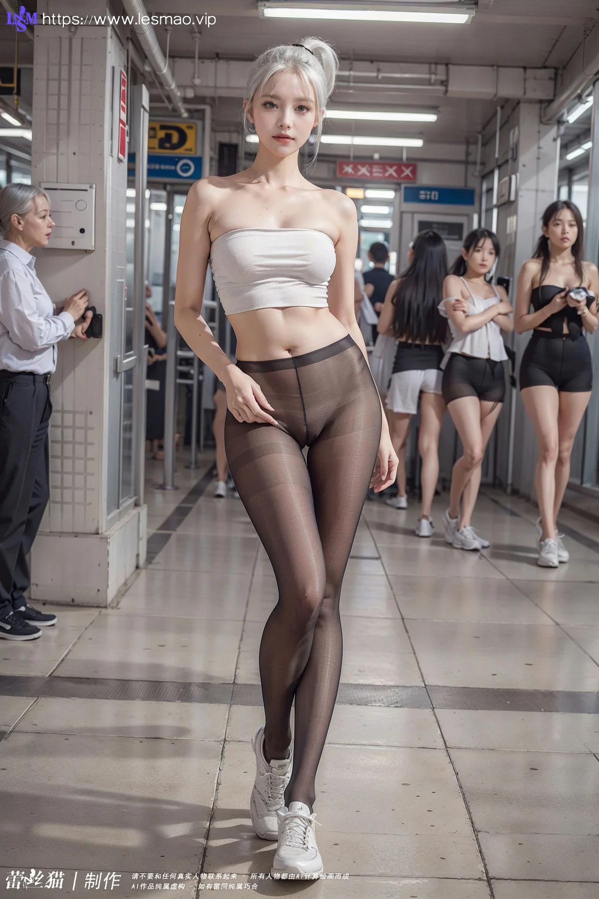 AIG  No.016 地铁银发黑丝美腿 - 4