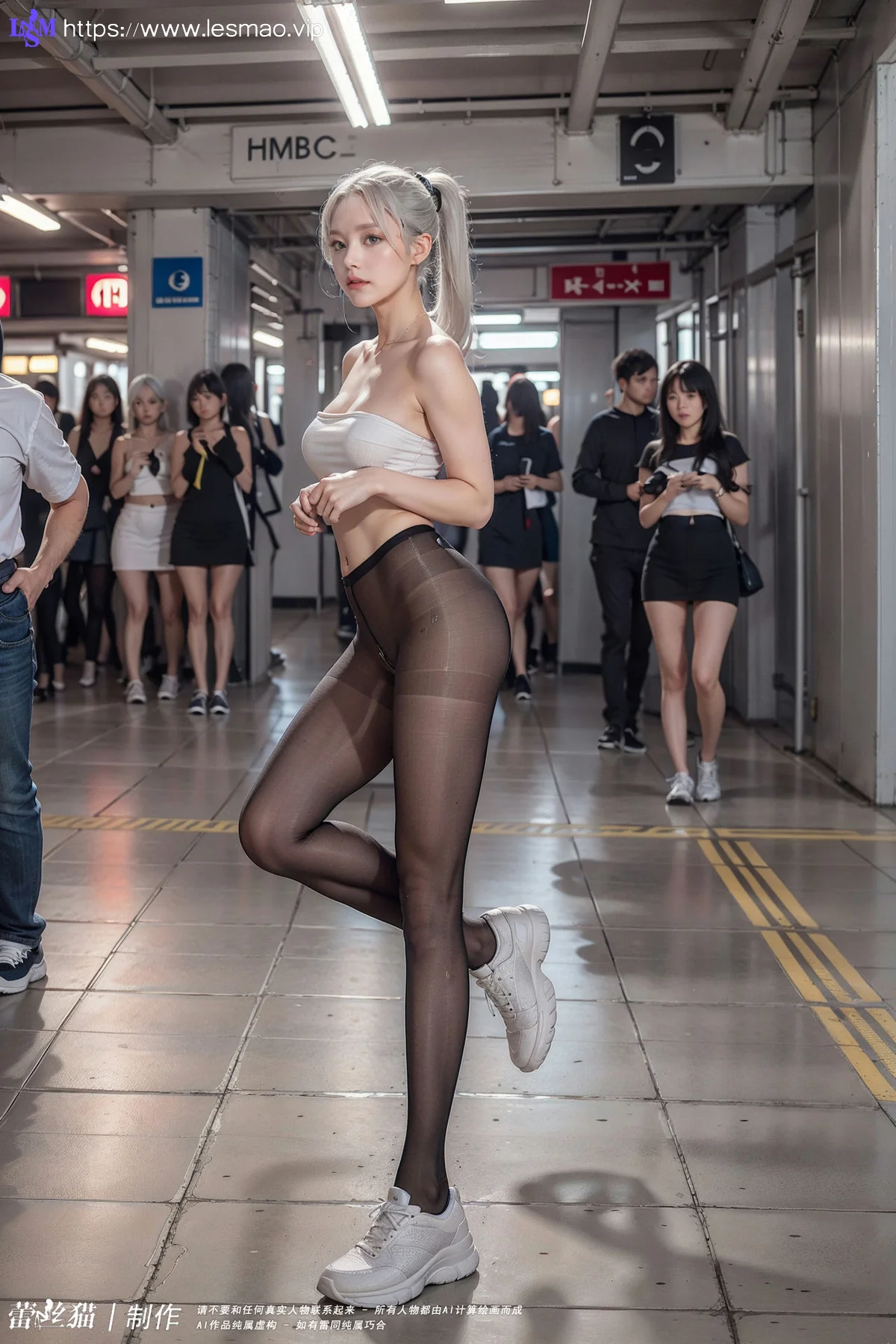 AIG  No.016 地铁银发黑丝美腿 - 5