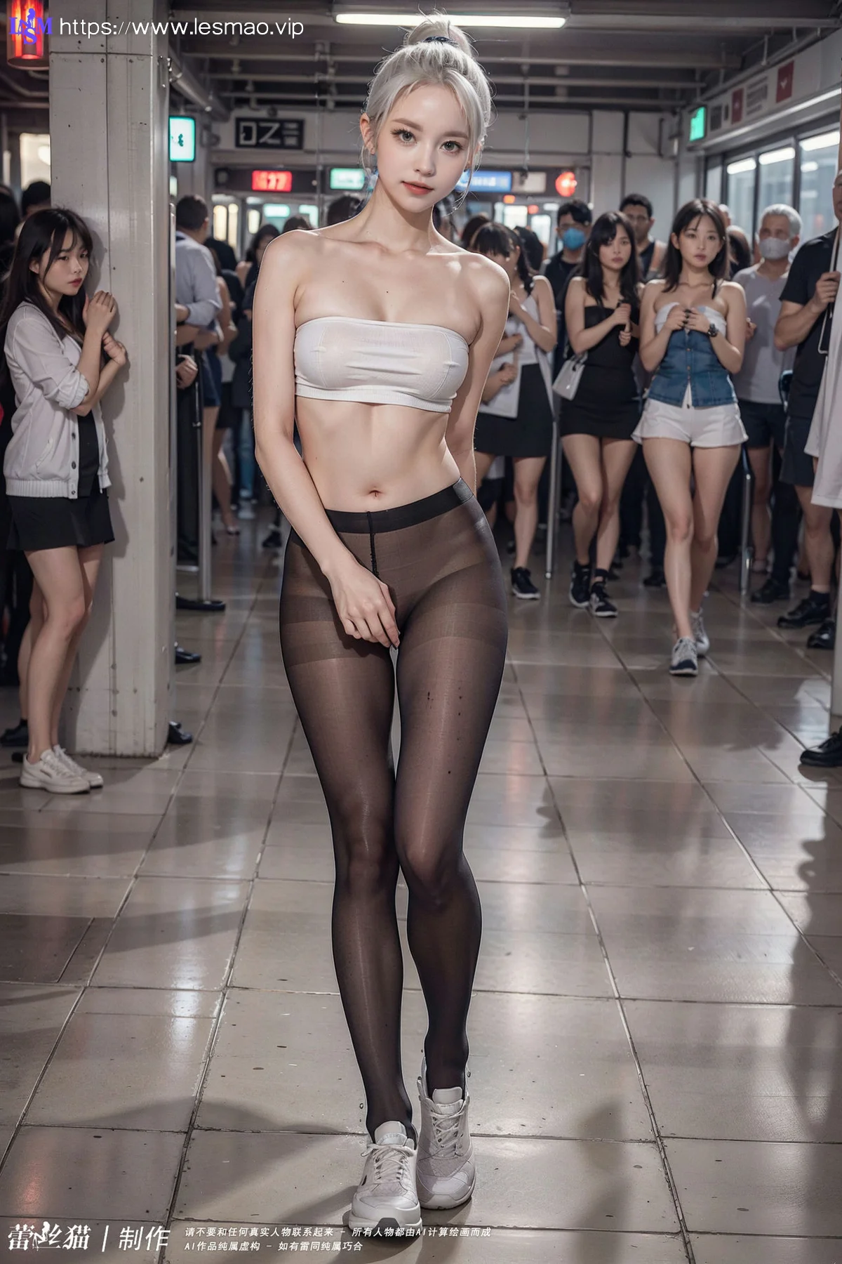 AIG  No.016 地铁银发黑丝美腿 - 7
