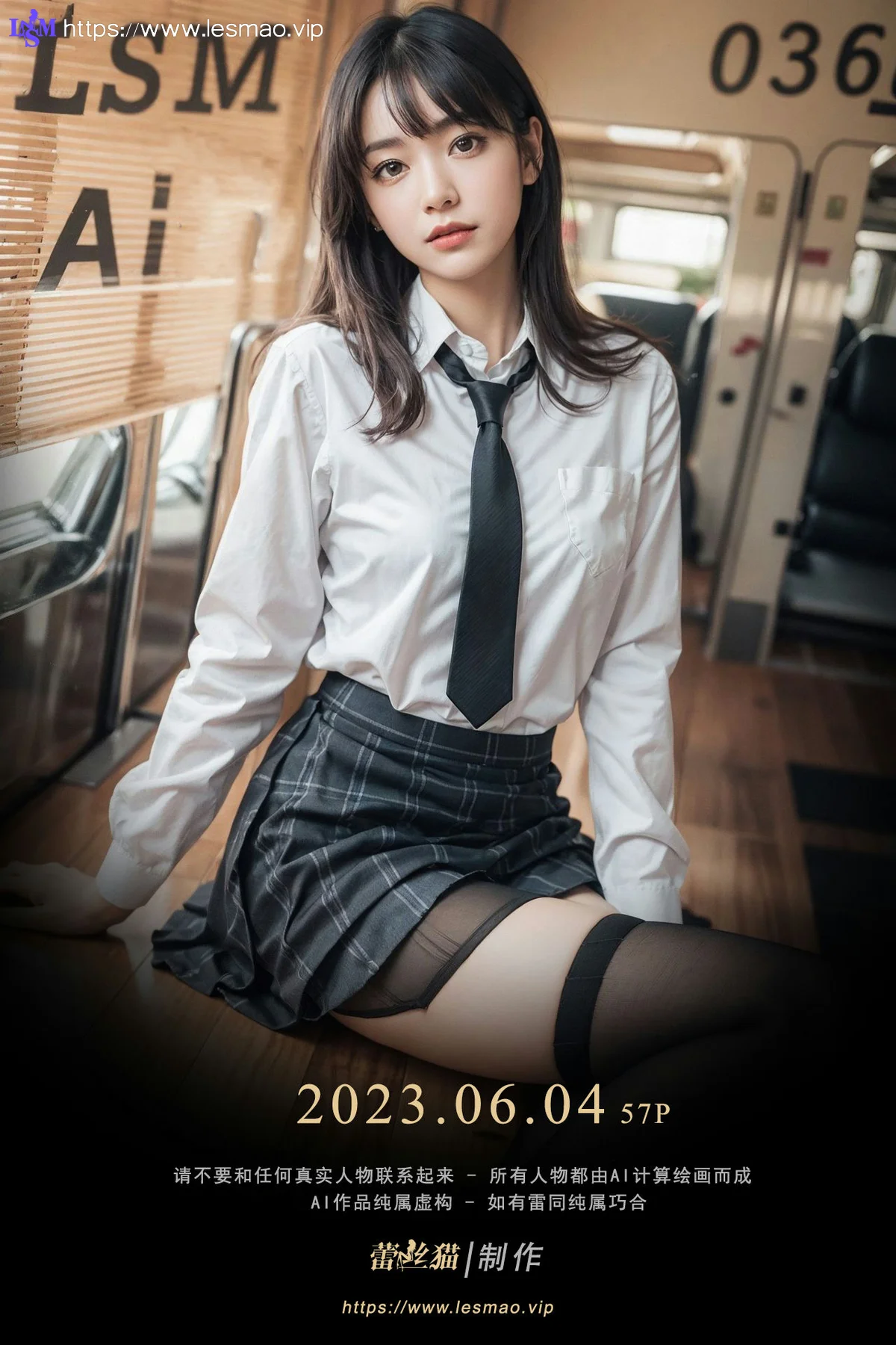 AIG  No.036 电车短发美女写真 - 1