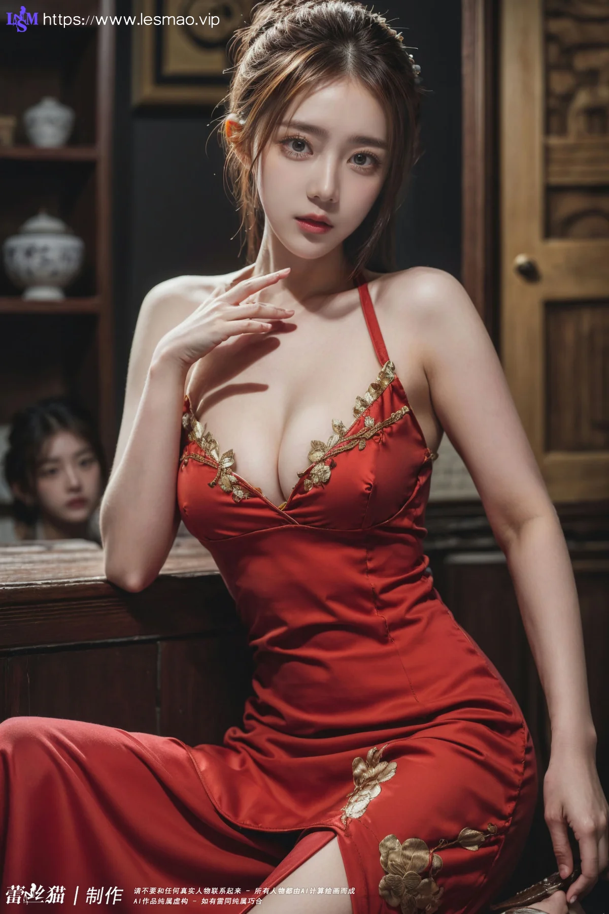 AIG  No.099 红色紧身裙酥胸美乳 - 2