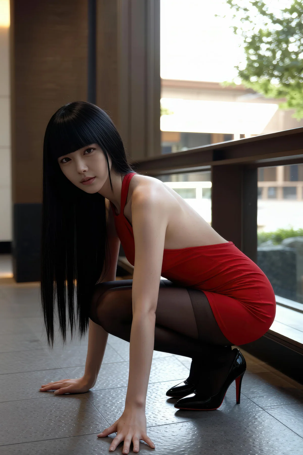 AIG  No.322 九歌lina红色黑丝紧身裙 - 7