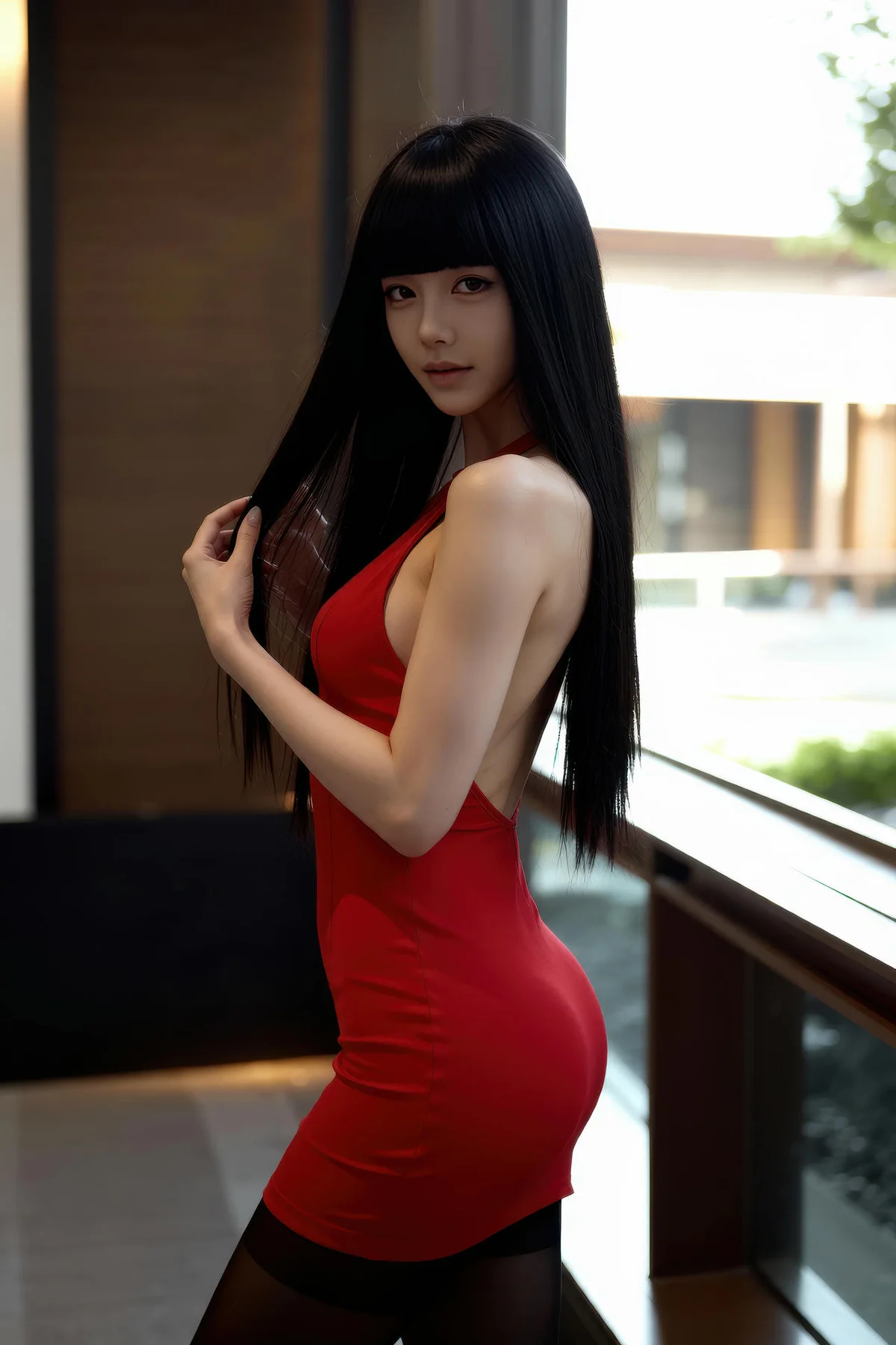 AIG  No.322 九歌lina红色黑丝紧身裙 - 1