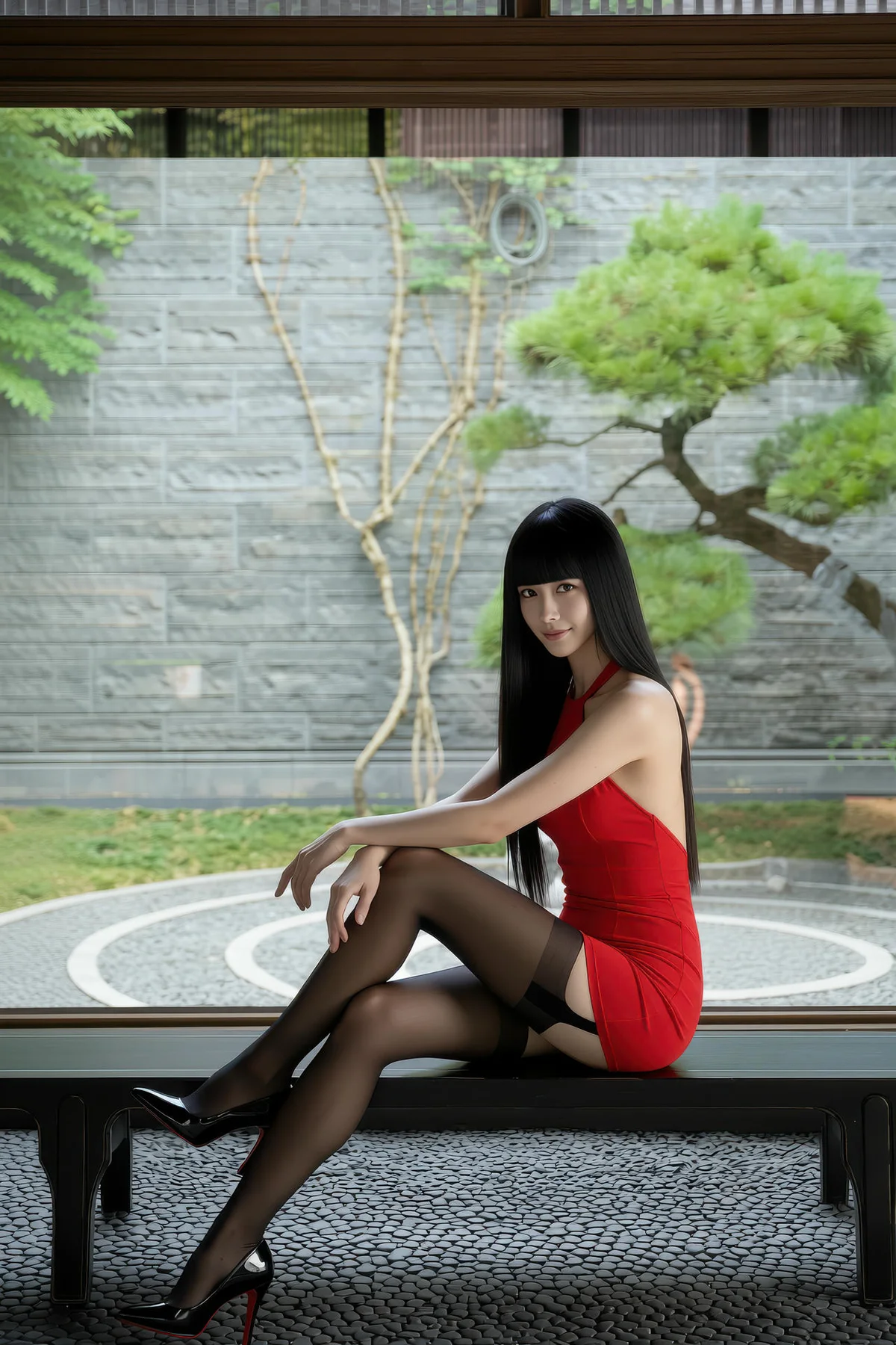 AIG  No.322 九歌lina红色黑丝紧身裙 - 4