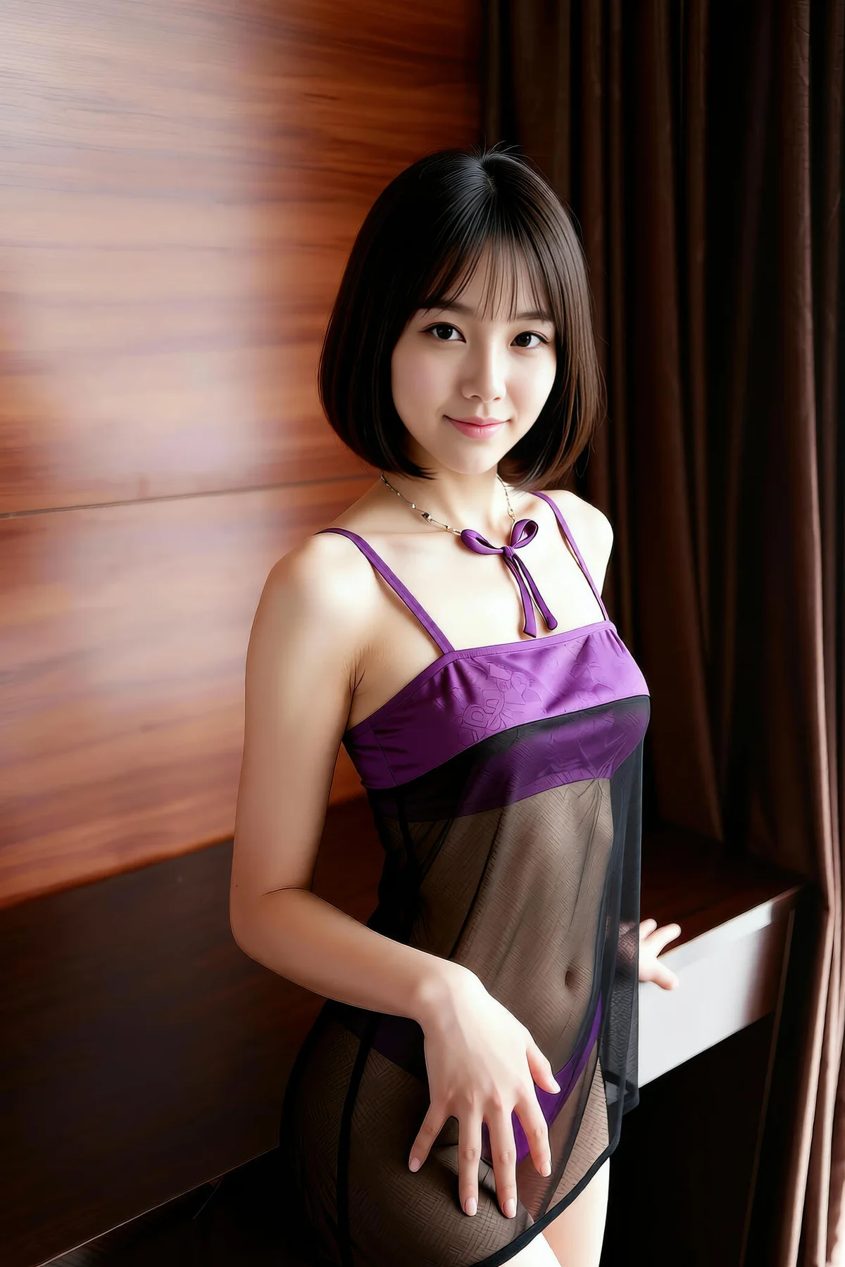 AIG  No.346 小乔紫色睡裙美腿 - 3