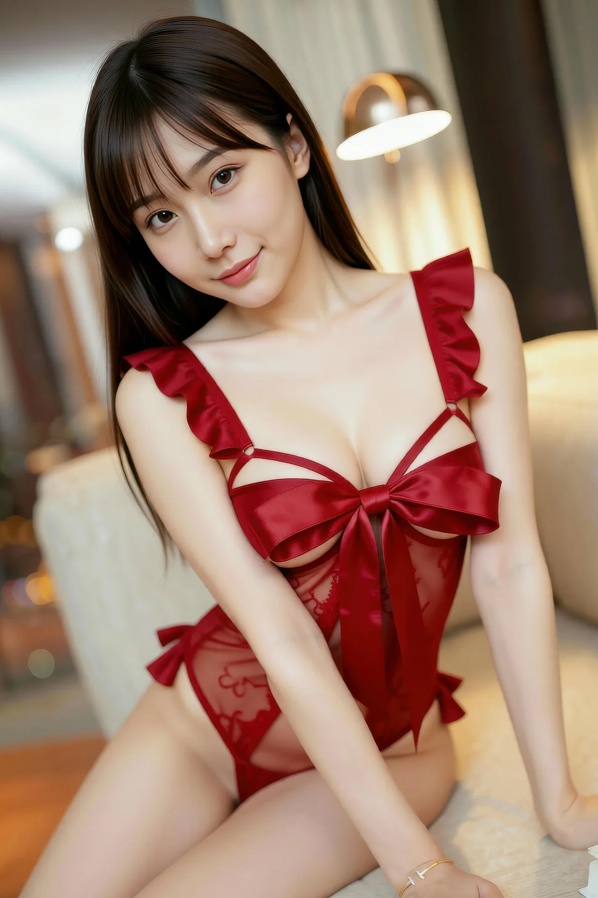 AIG  No.357 婉婉红色蕾丝连体衣 - 9