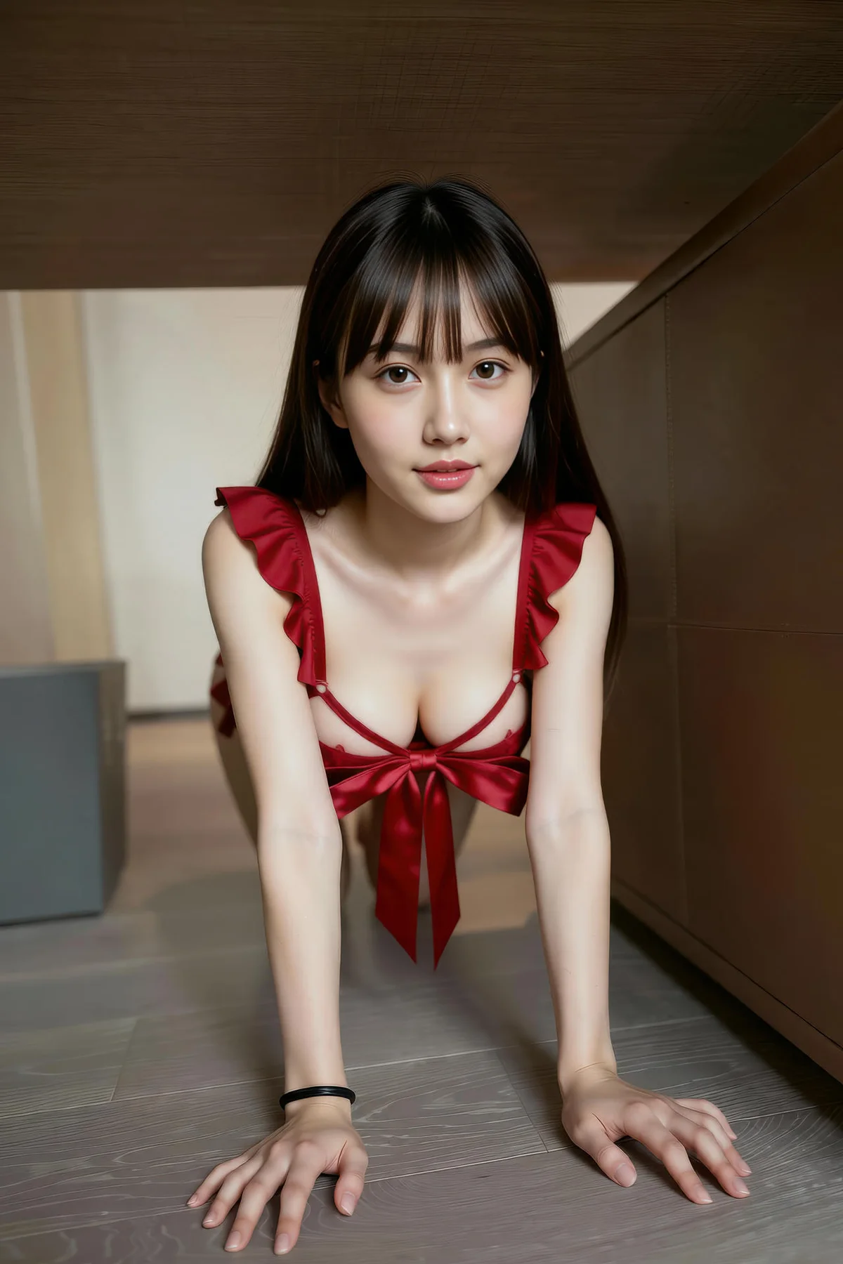AIG  No.357 婉婉红色蕾丝连体衣 - 7