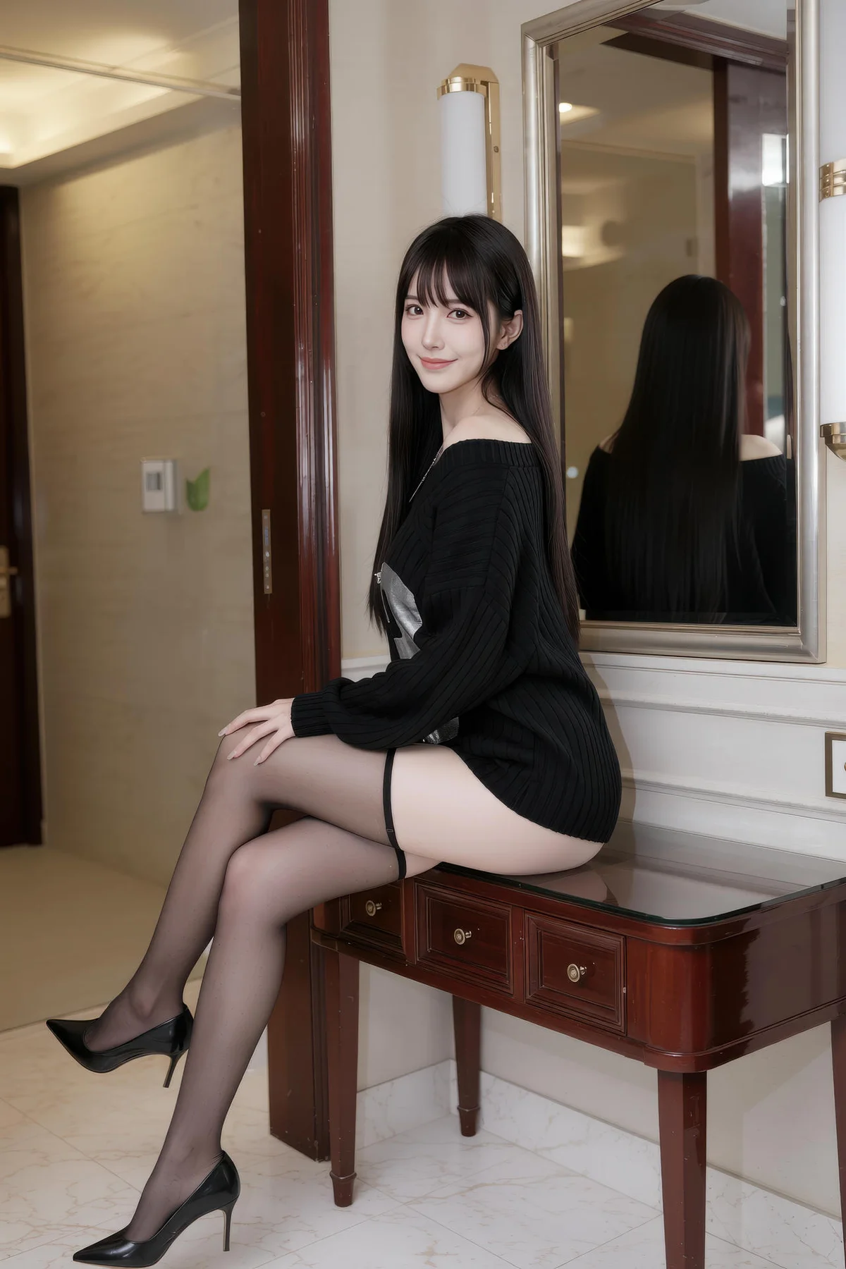 AIG  No.358 芭喜mila香肩黑丝高跟 - 1