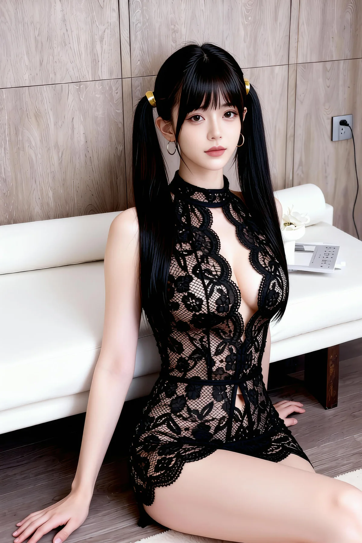 AIG  No.367  柚柚sasa黑色蕾丝连体衣 - 5