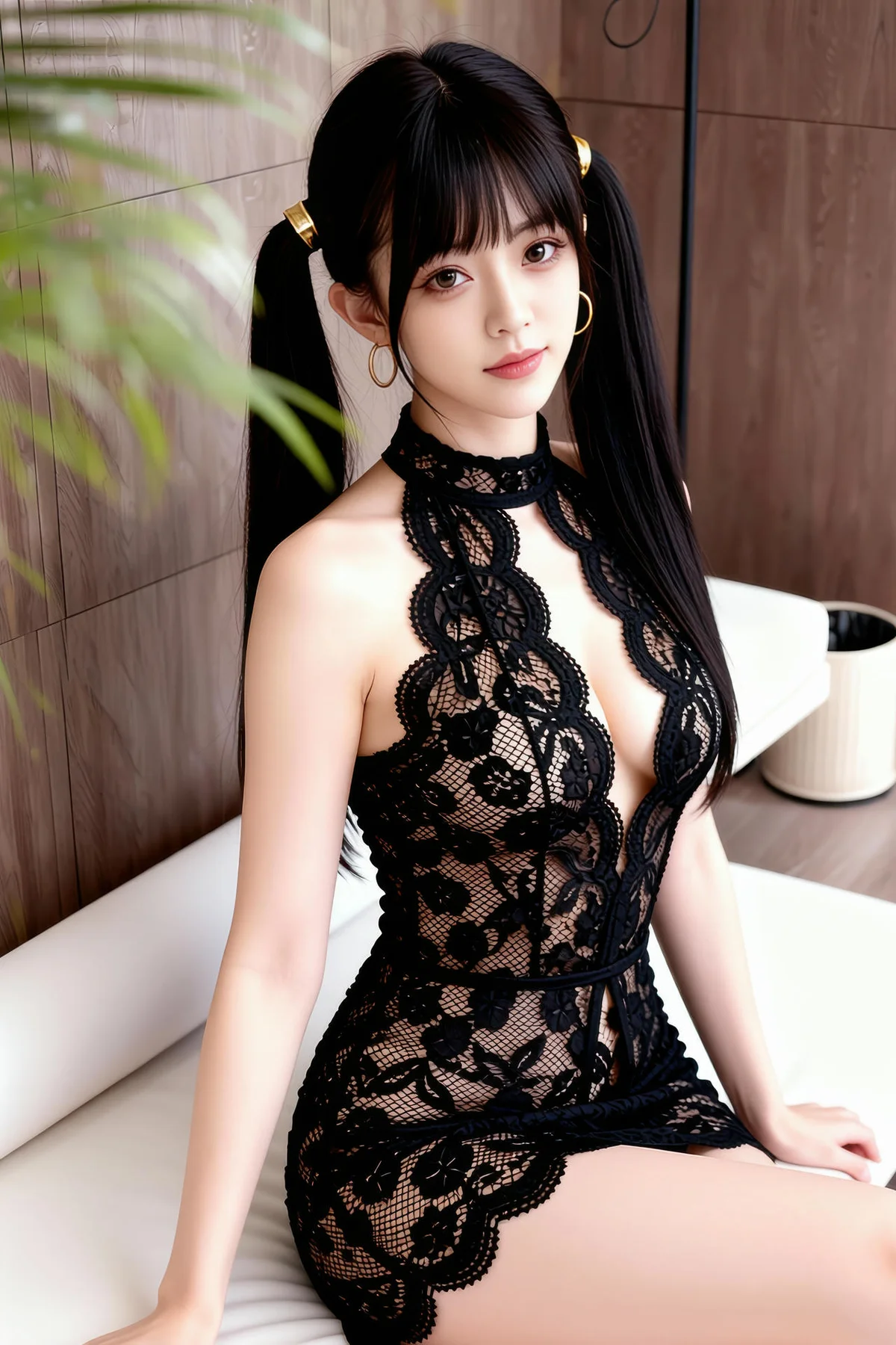 AIG  No.367  柚柚sasa黑色蕾丝连体衣 - 7