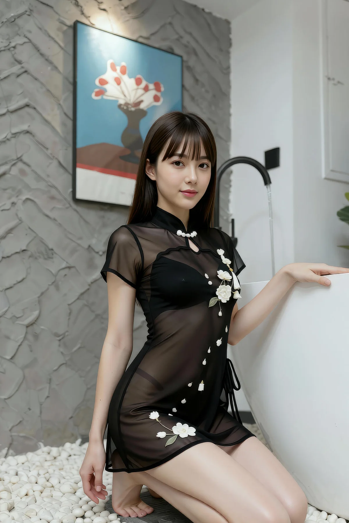AIG  No.399 婉婉黑色旗袍透视 - 4