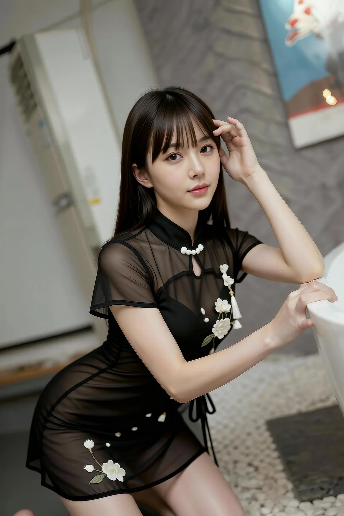 AIG  No.399 婉婉黑色旗袍透视 - 6