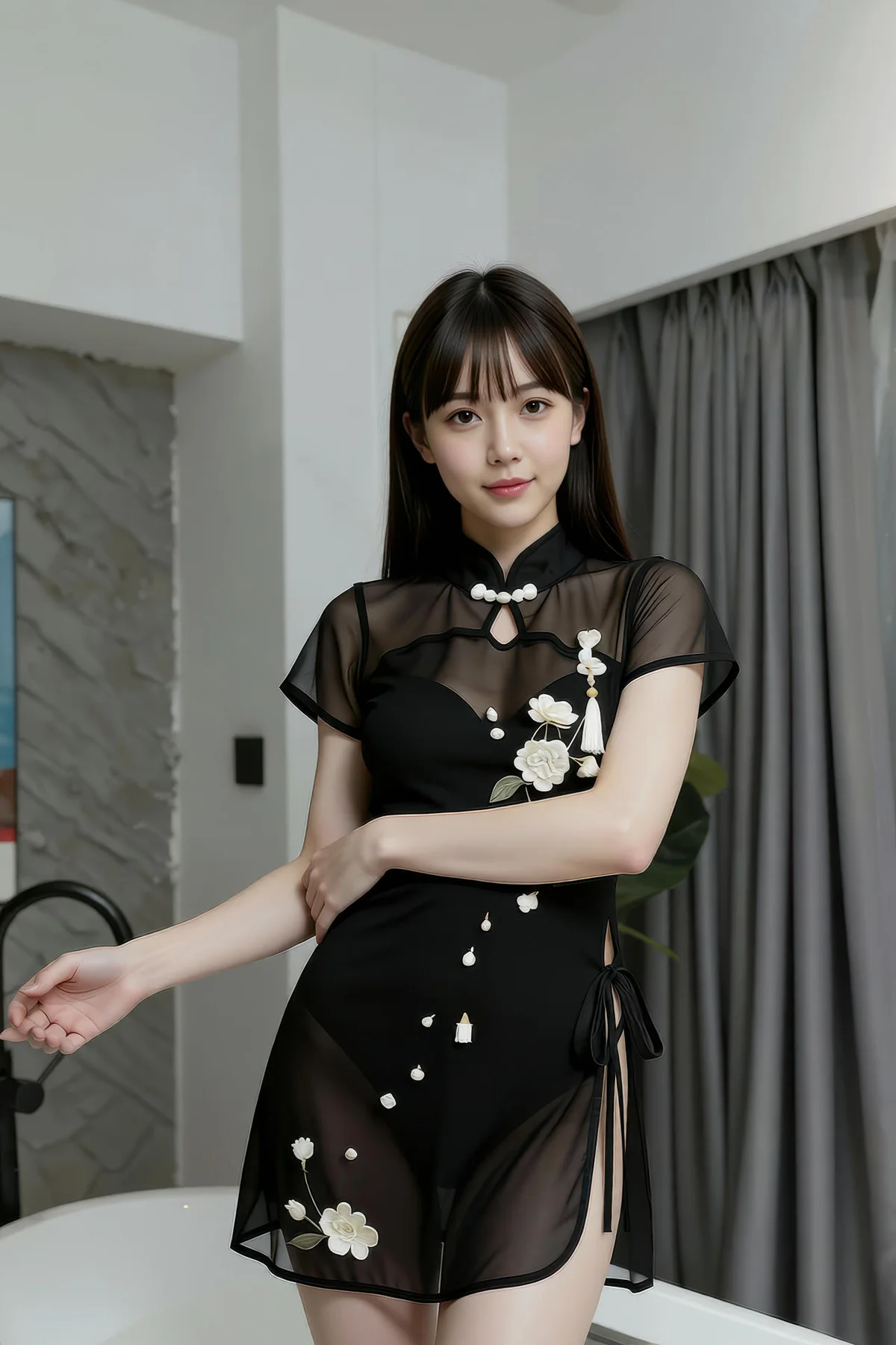 AIG  No.399 婉婉黑色旗袍透视 - 10