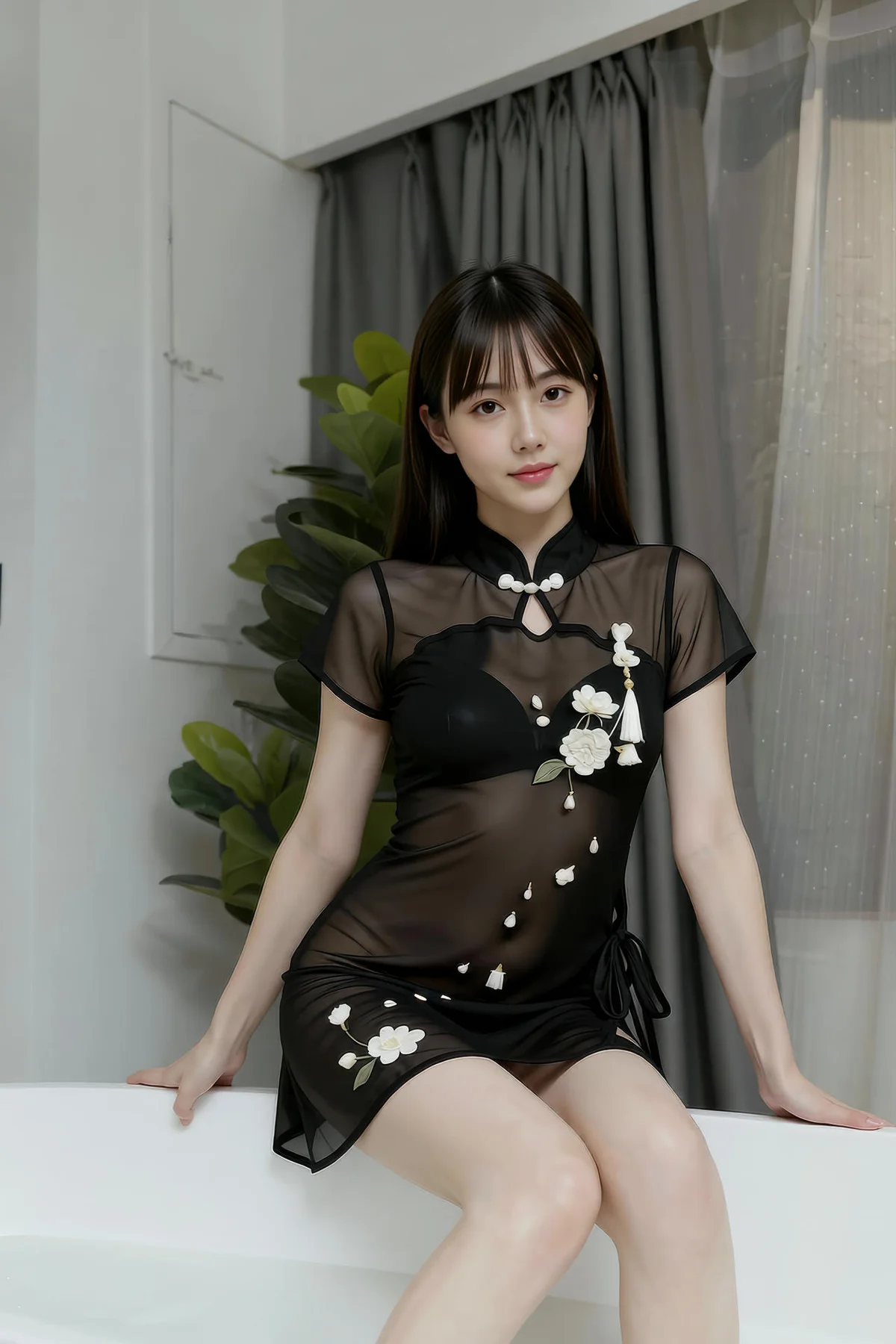 AIG  No.399 婉婉黑色旗袍透视 - 2
