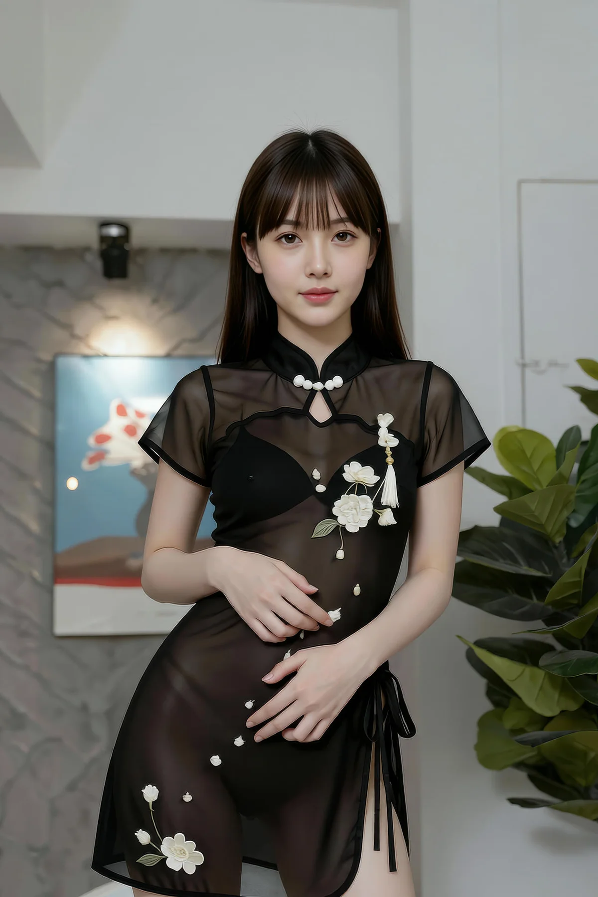 AIG  No.399 婉婉黑色旗袍透视 - 6