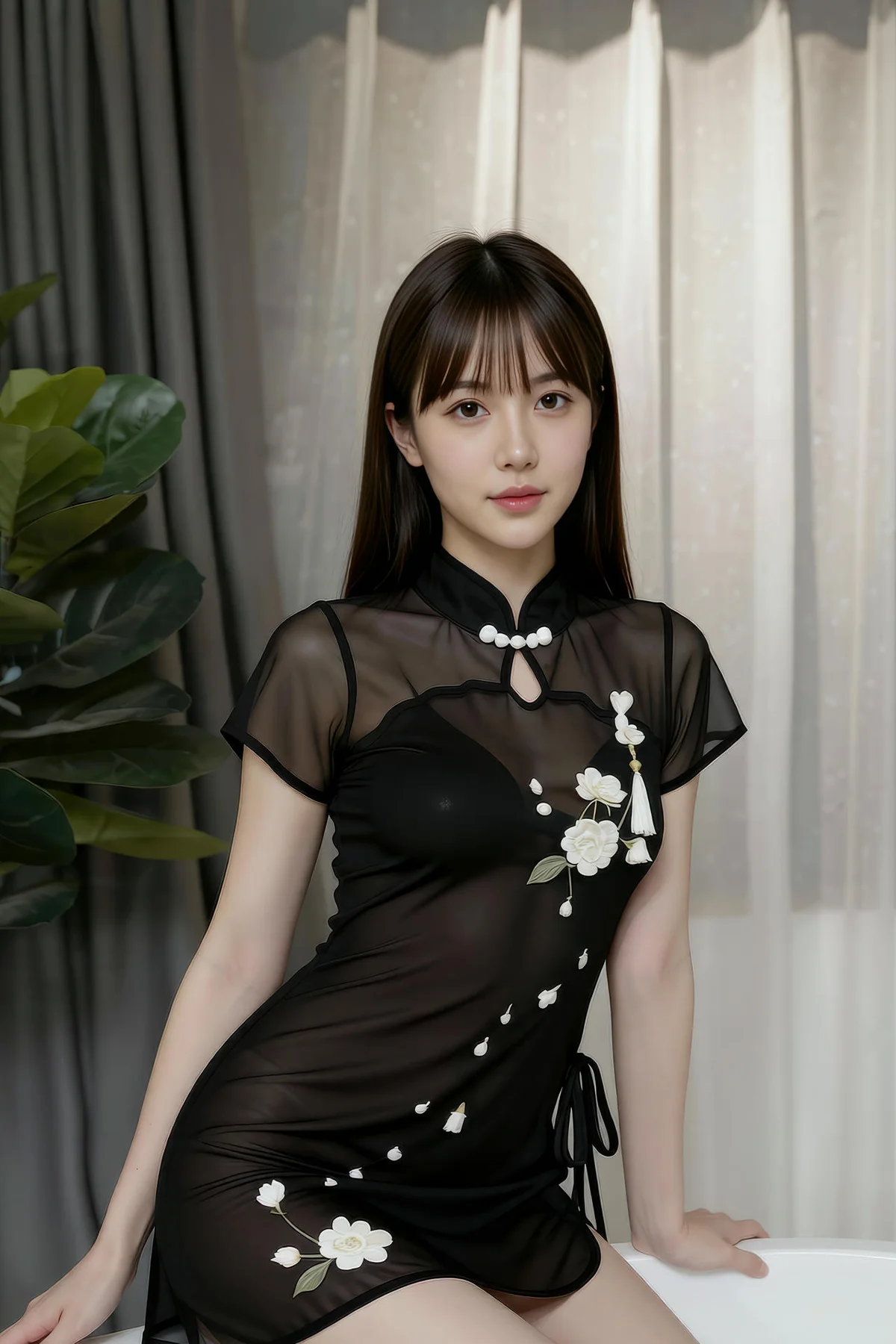AIG  No.399 婉婉黑色旗袍透视 - 7