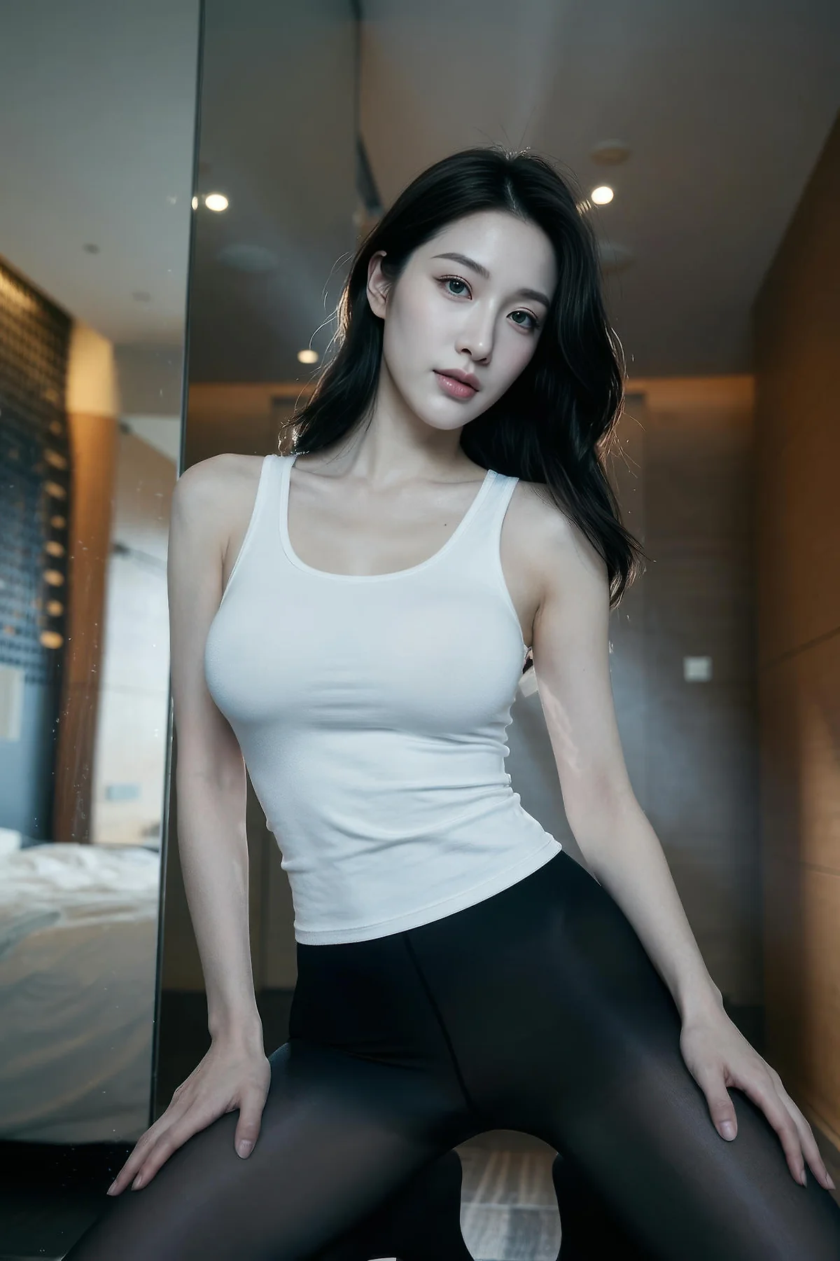 AIG  No.452 糖er黑丝美腿白背心 - 7