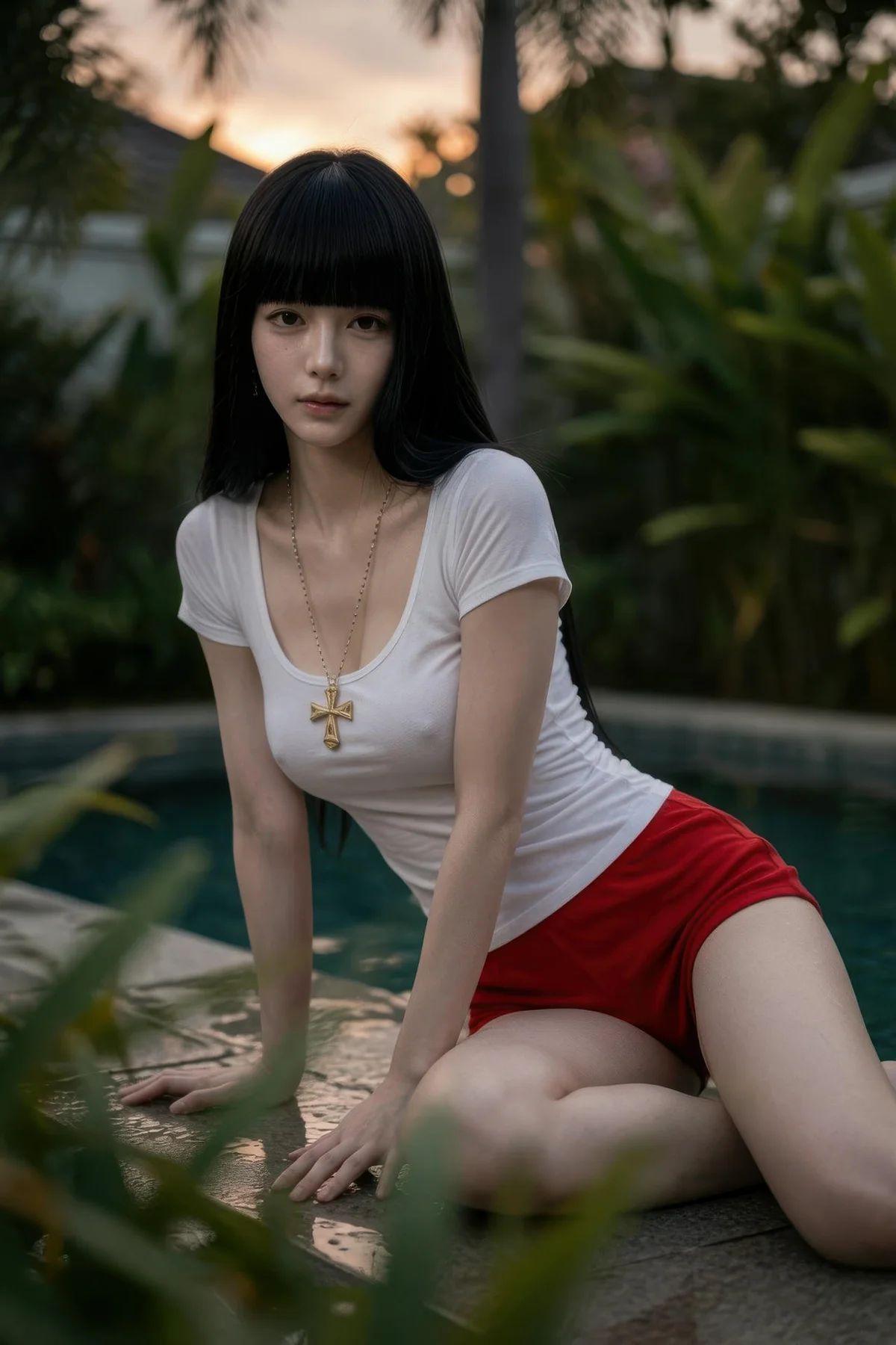 AIG  No.454 九歌lina红色短裤个性美女 - 1