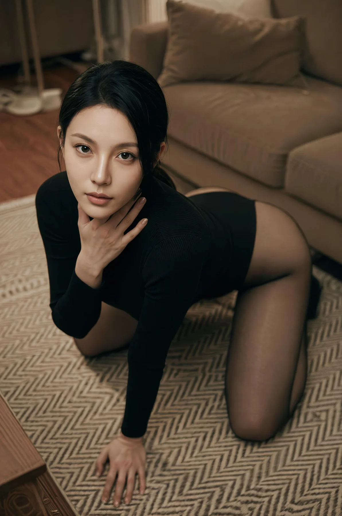 AIG  No.496 柒琪喵性感风衣黑丝 - 3