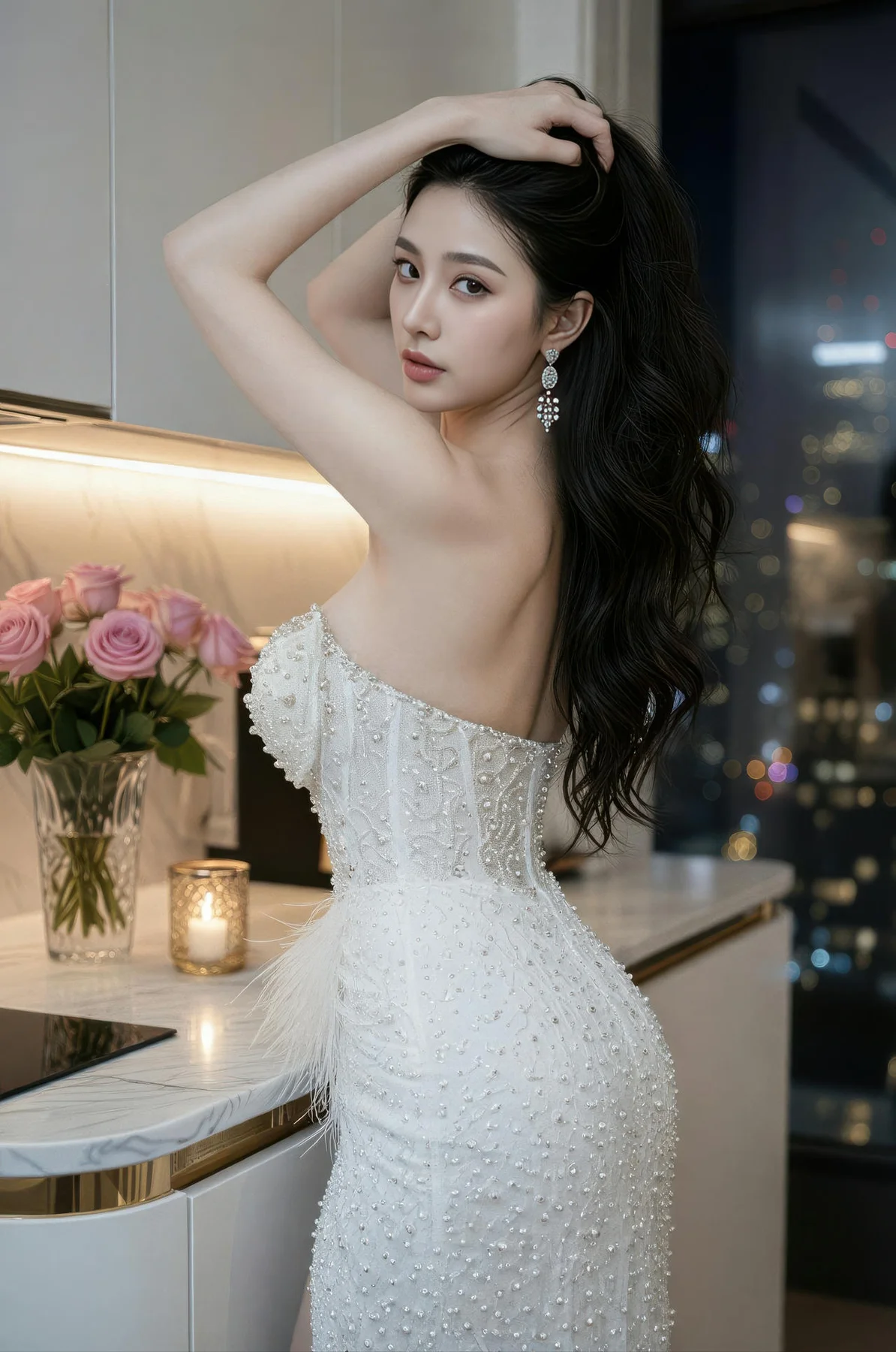 AIG  No.542 糖er白色礼裙香肩美女 - 4