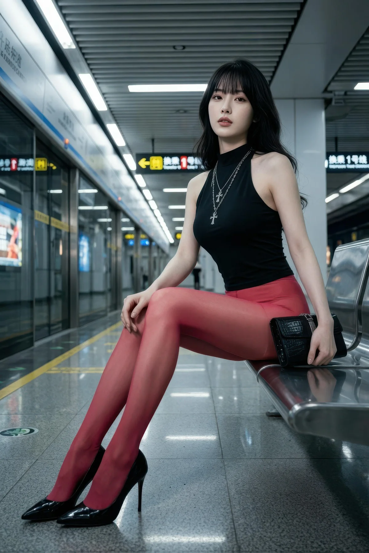 AIG  No.550 芭喜mila地铁红色丝袜 - 1