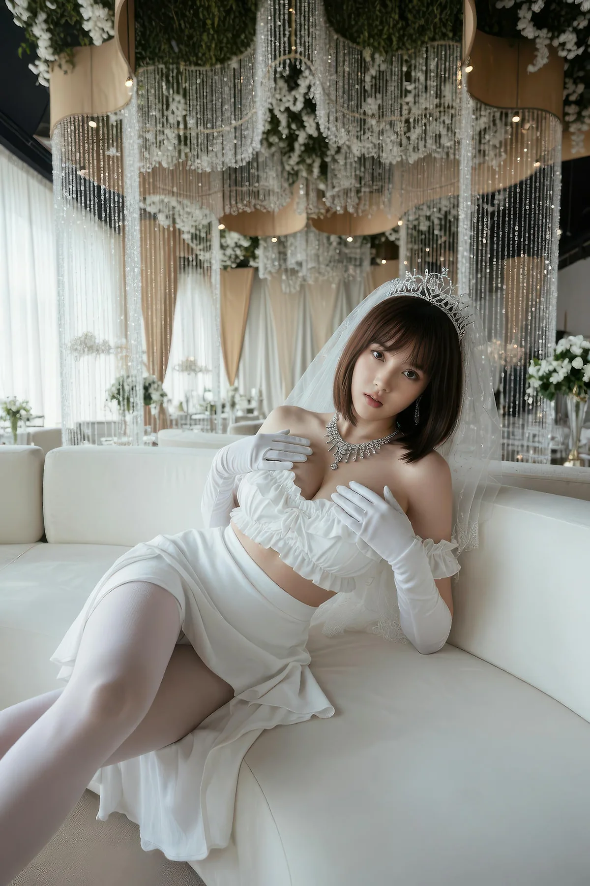 AIG  No.560 小乔香肩白丝礼服 - 4