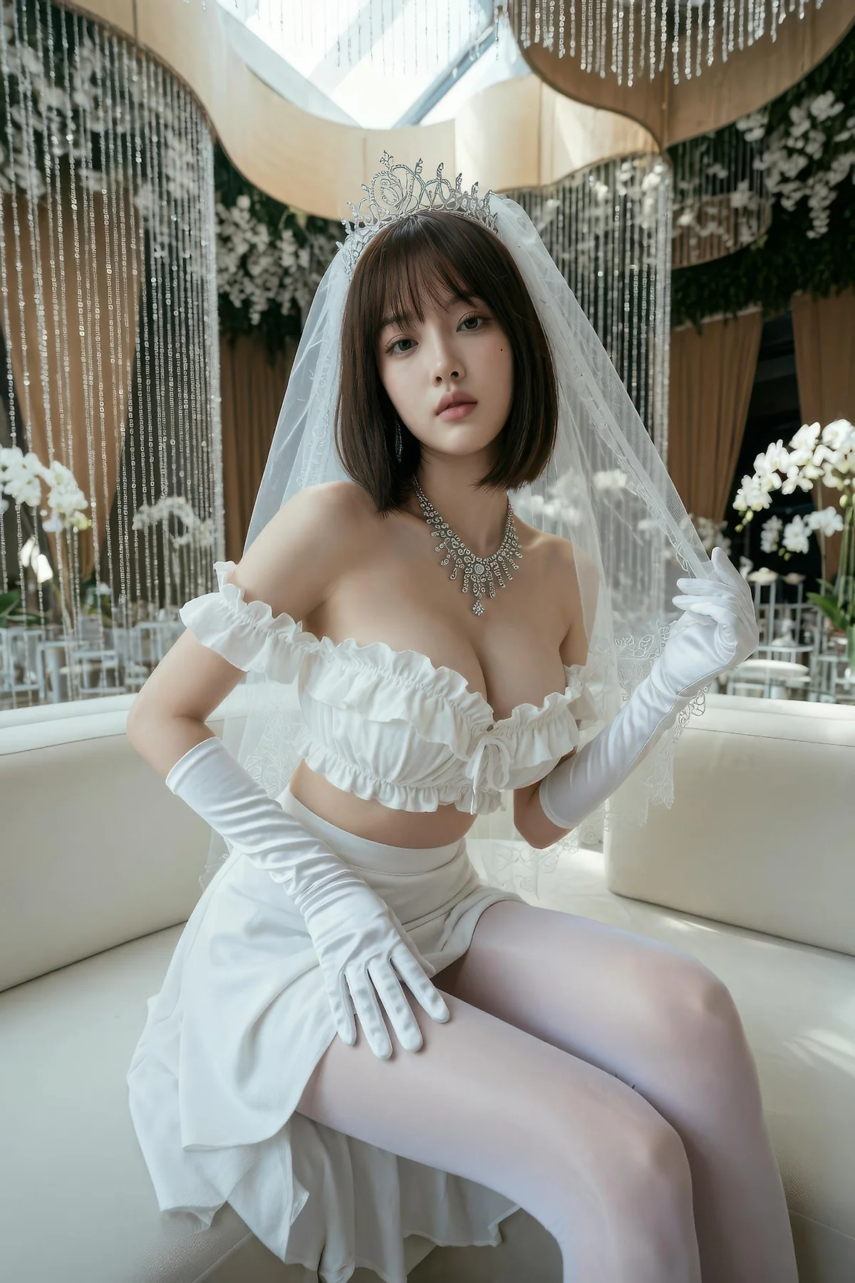 AIG  No.560 小乔香肩白丝礼服 - 7