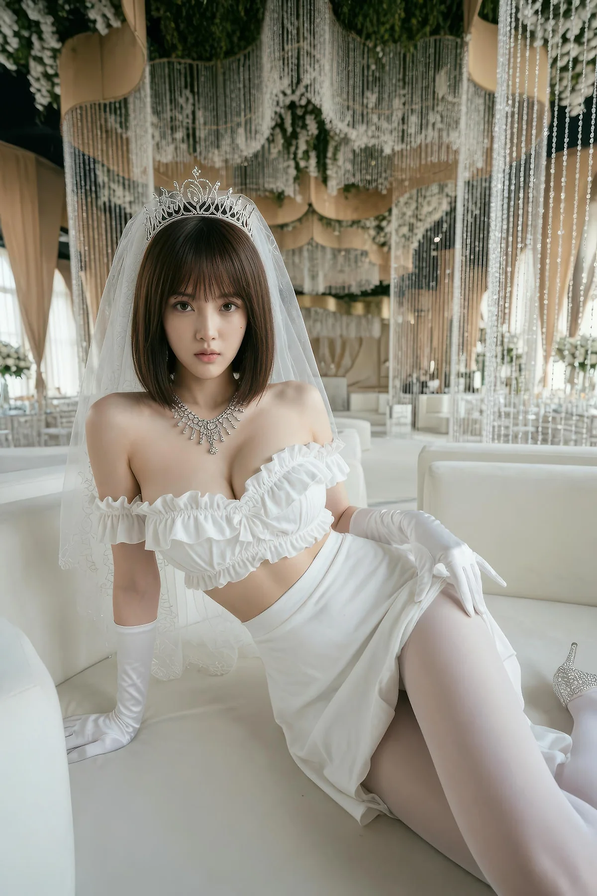 AIG  No.560 小乔香肩白丝礼服 - 9