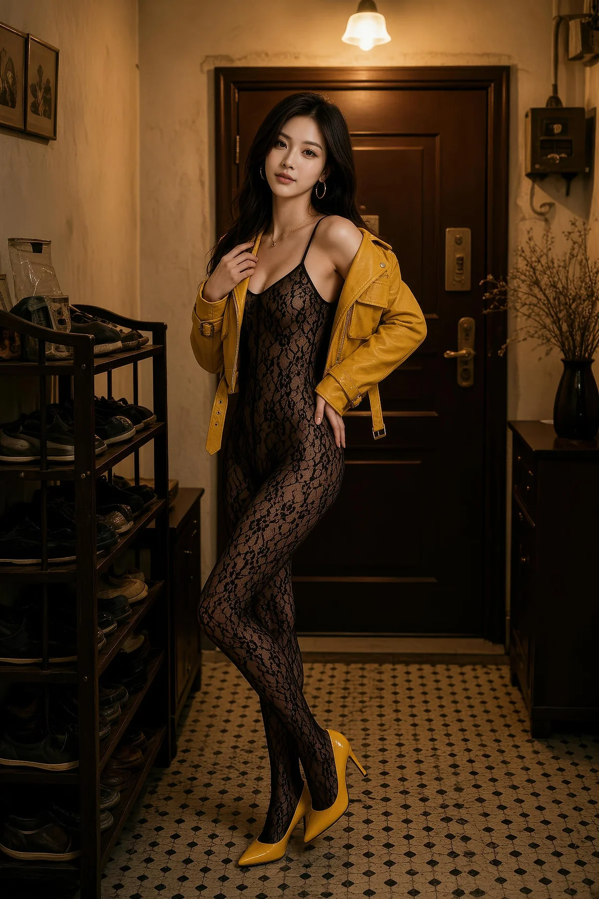 AIG  No.570 斯蔓黑色蕾丝连体衣 - 8