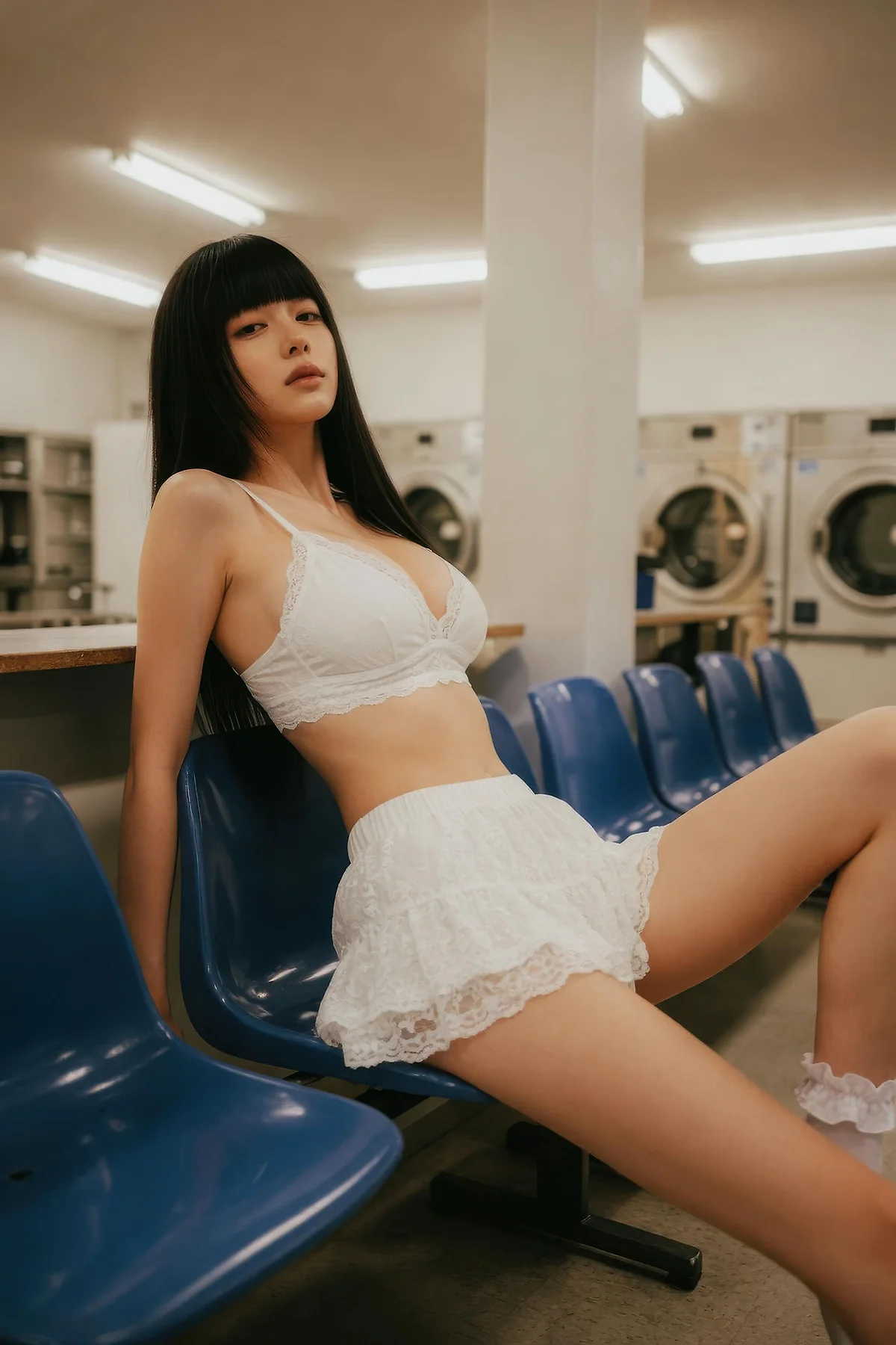 AIG  No.586 九歌lina超美白色蕾丝短裙 - 2