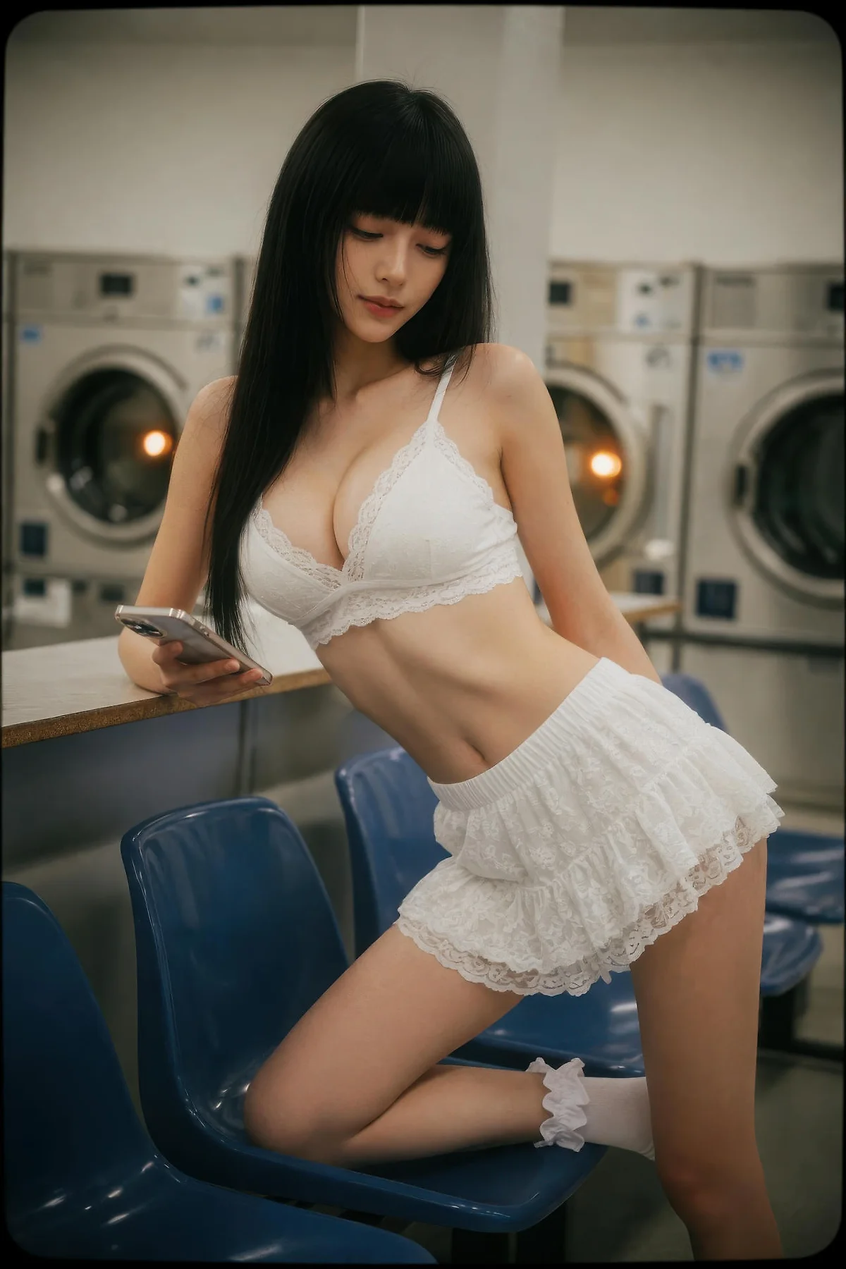 AIG  No.586 九歌lina超美白色蕾丝短裙 - 4
