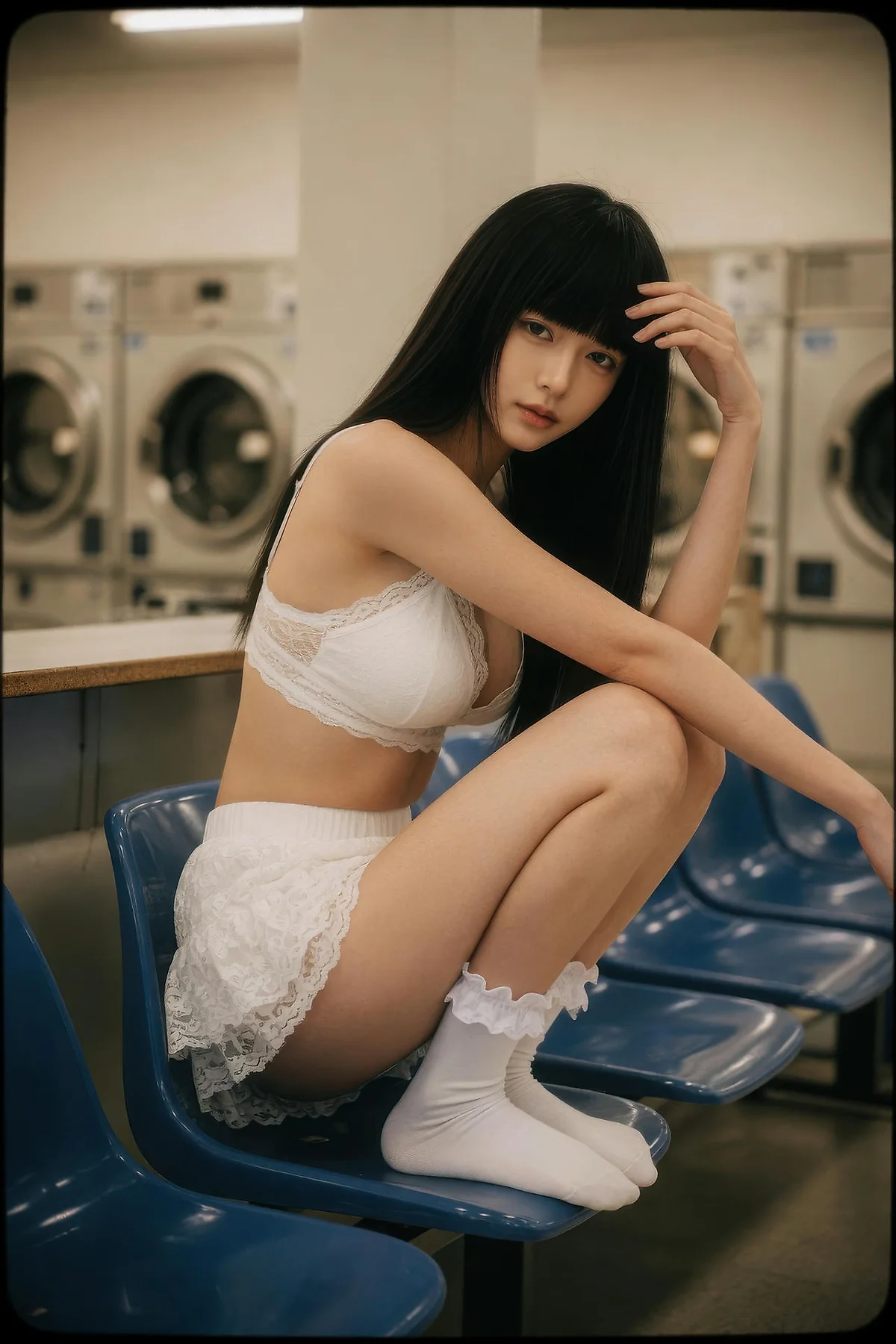 AIG  No.586 九歌lina超美白色蕾丝短裙 - 5