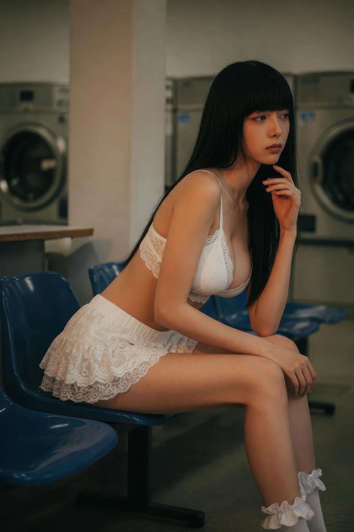 AIG  No.586 九歌lina超美白色蕾丝短裙 - 6