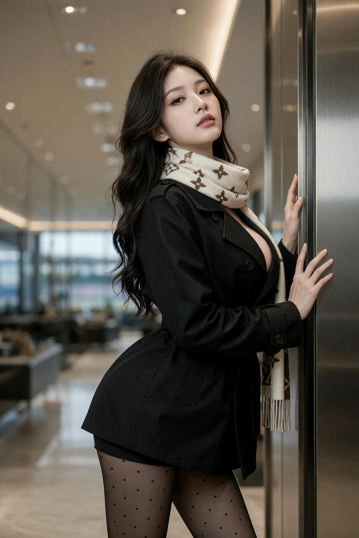 AIG  No.589 斯蔓黑丝风衣爆乳美女 - 9