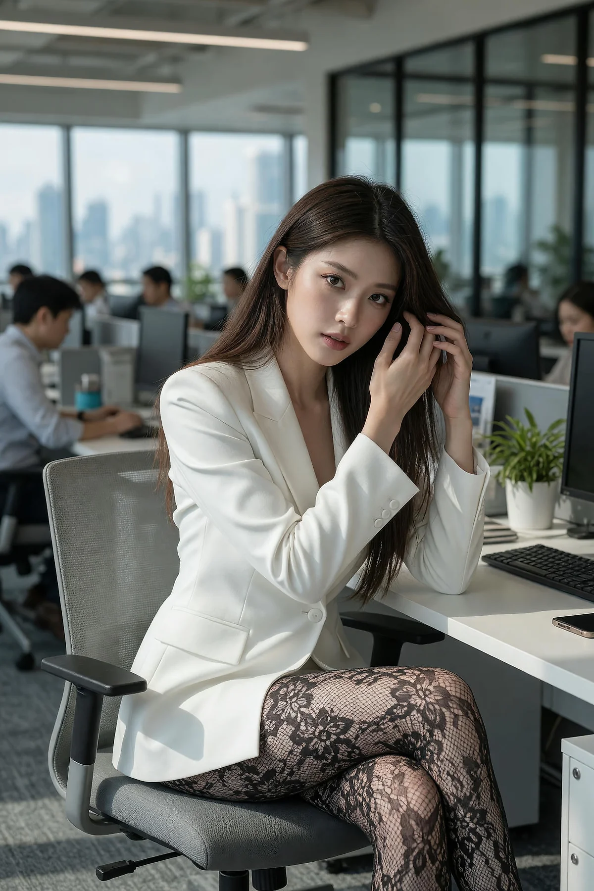 AIG  No.606 糖er办公室套装蕾丝袜 - 4