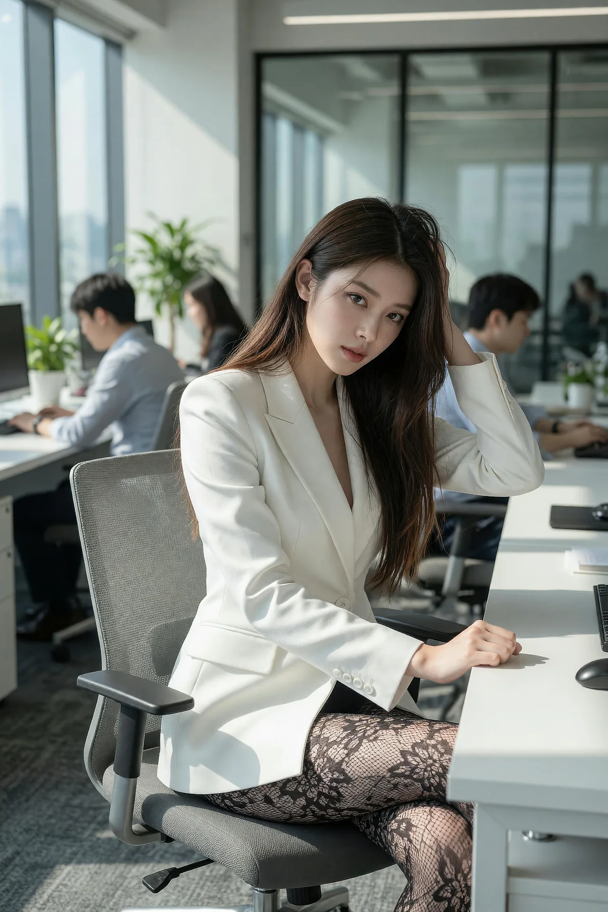 AIG  No.606 糖er办公室套装蕾丝袜 - 5