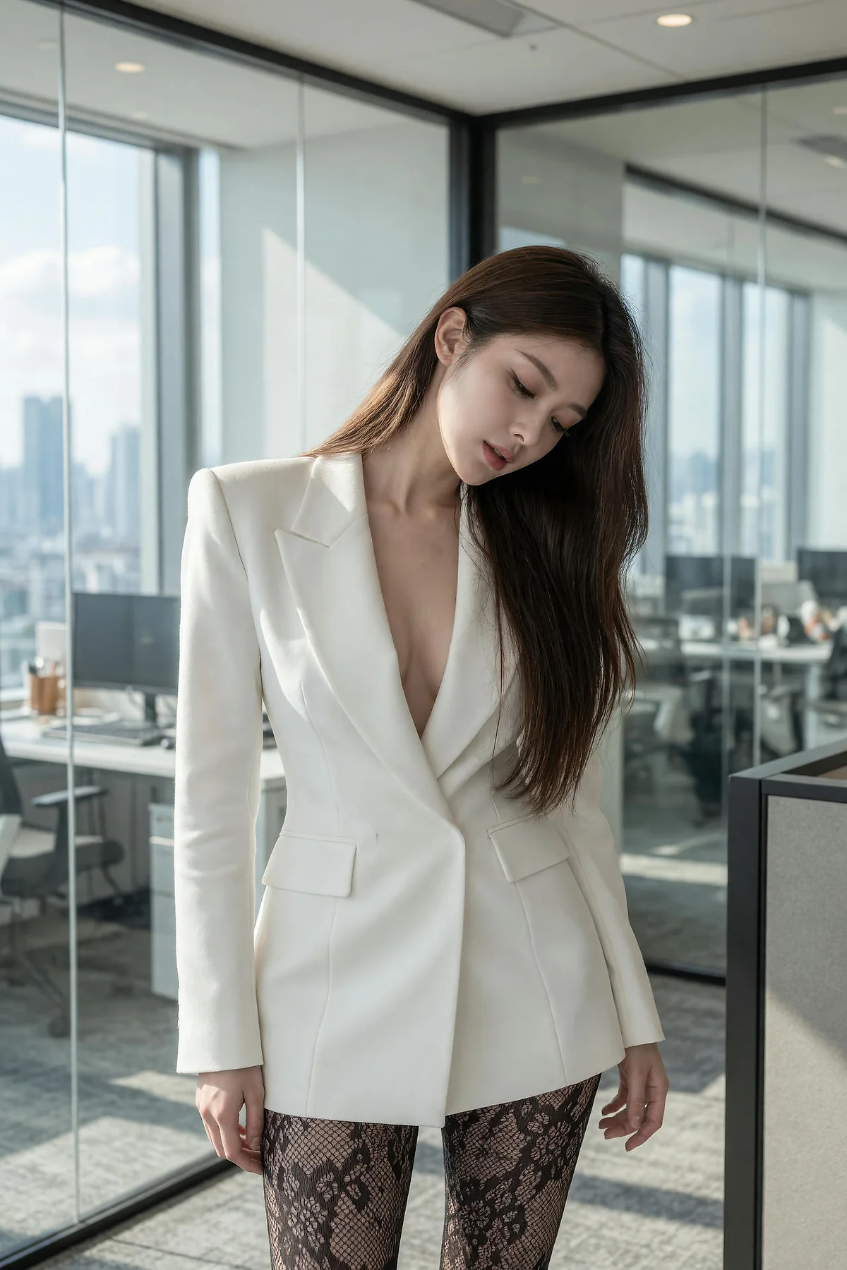 AIG  No.606 糖er办公室套装蕾丝袜 - 2