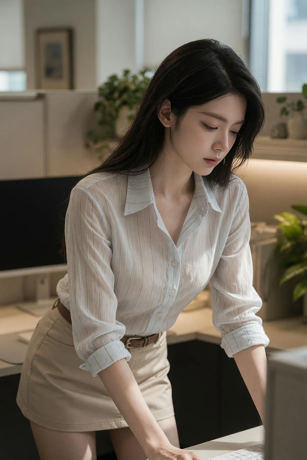 AIG  No.608 斯斯大小姐米色短裙爆乳ol制服 - 2
