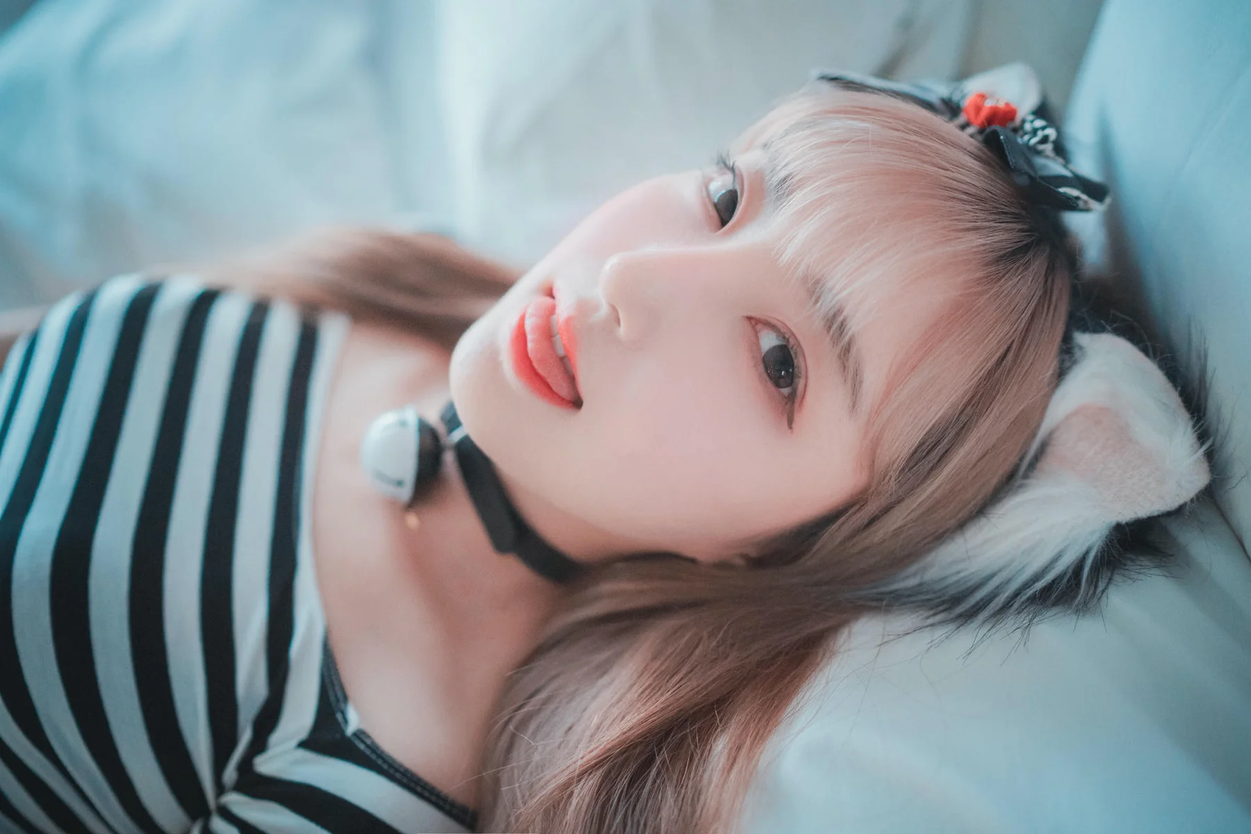 DJAWA No.036 HaNari 条纹少女吊袜 - 9