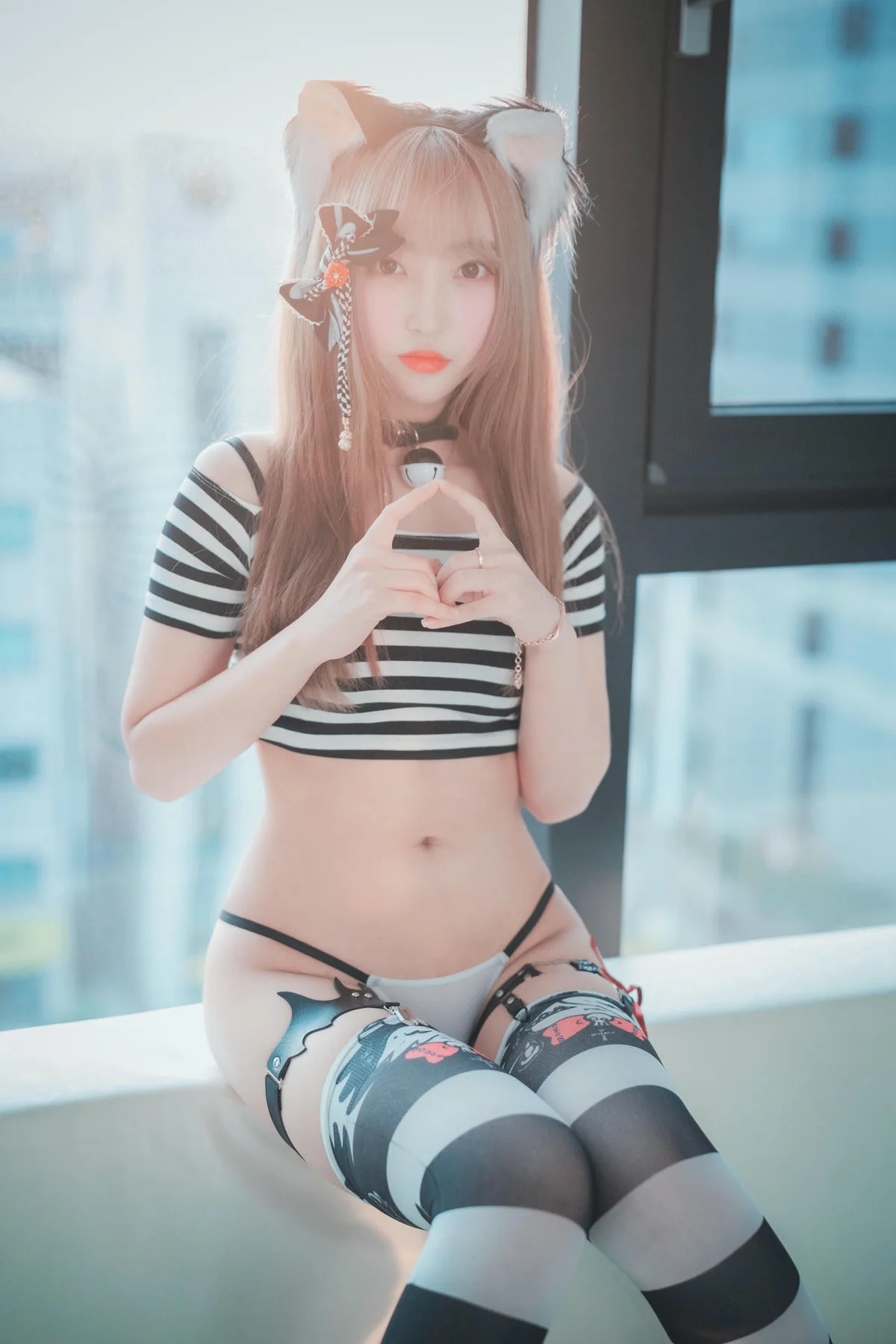 DJAWA No.036 HaNari 条纹少女吊袜 - 4