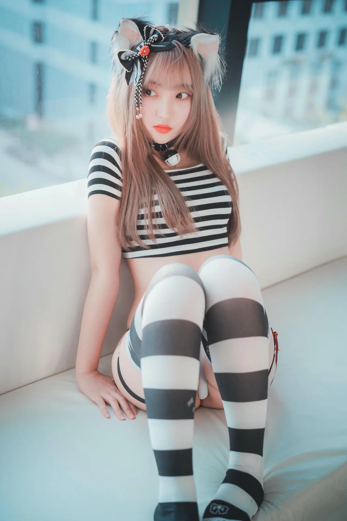 DJAWA No.036 HaNari 条纹少女吊袜 - 3