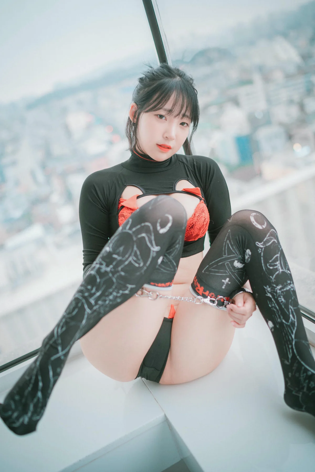DJAWA No.049 Kang In-kyung黑丝紧身红色内衣 - 5