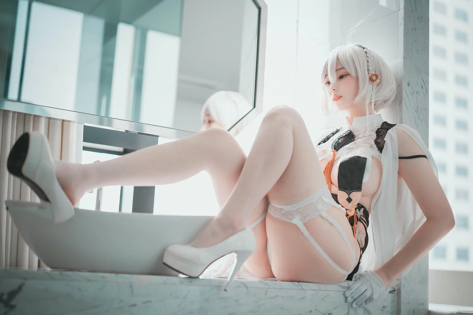 DJAWA No.083 Bambi白丝吊袜写真 - 1