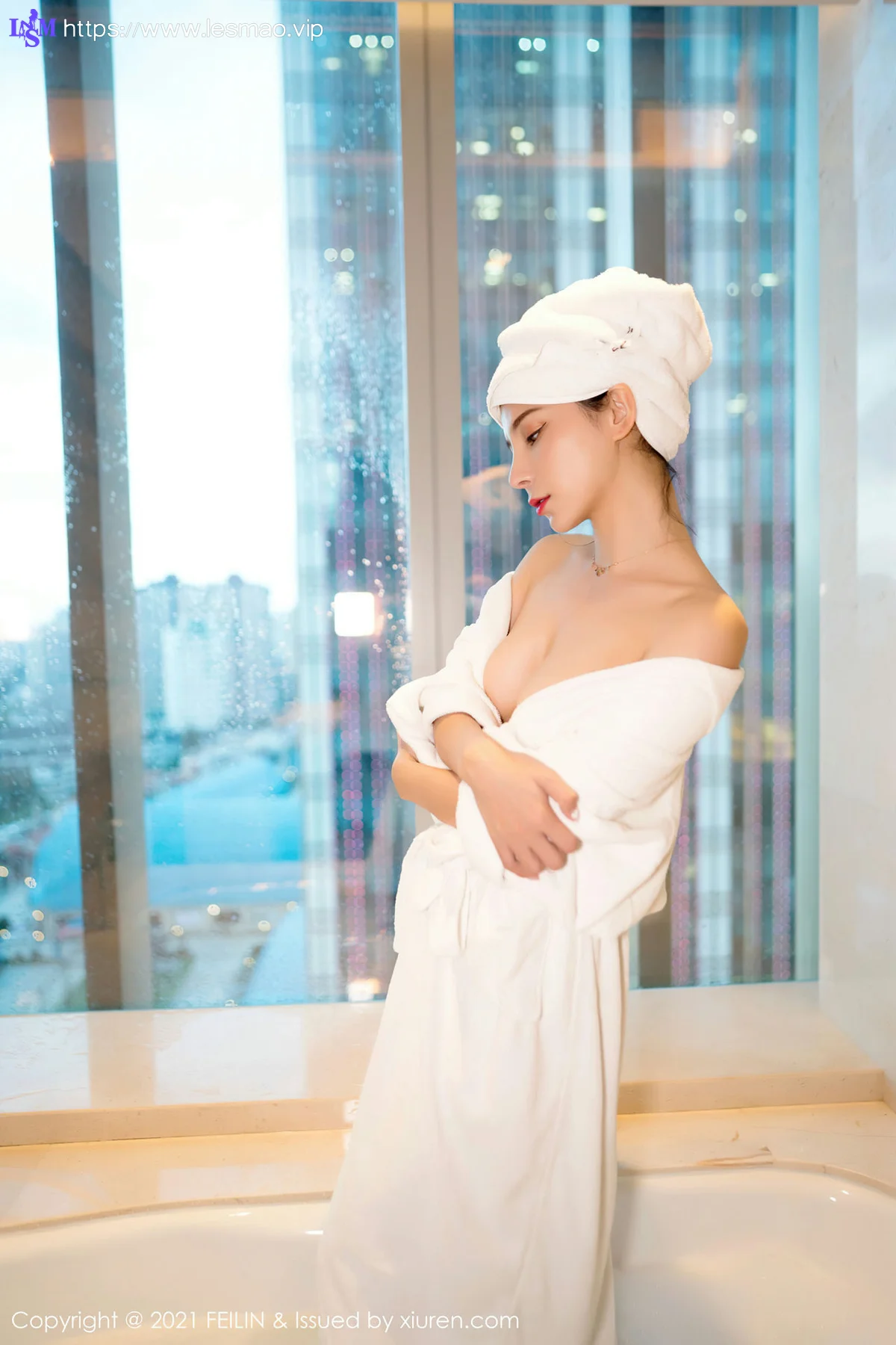 FeiLin 嗲囡囡 Vol.383  白色诱人浴袍 小蛮妖Yummy 经典蕾丝 - 8