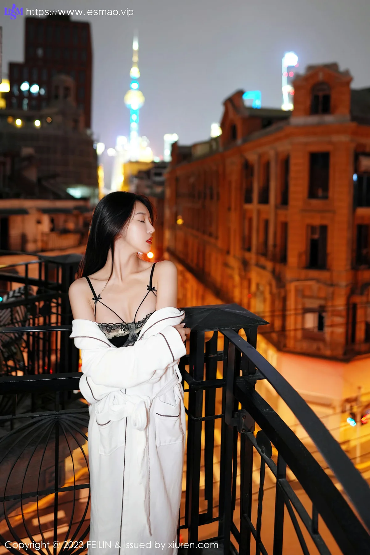 FeiLin 嗲囡囡 Vol.464  冯木木LRIS 白色睡袍下写真 - 9