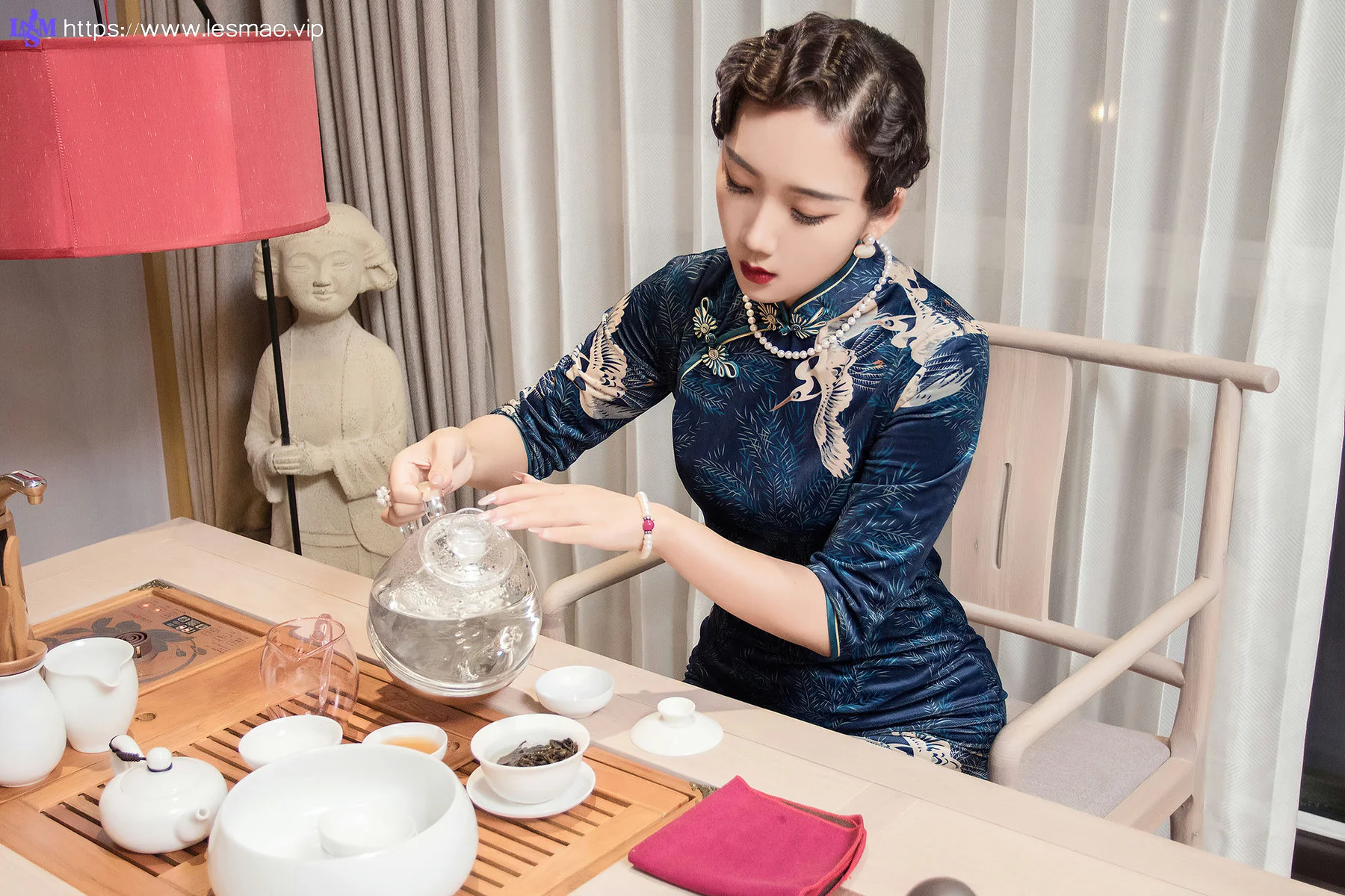 Goddes 头条女神 No.890 古韵茶香 艾静香 韵味旗袍 - 4