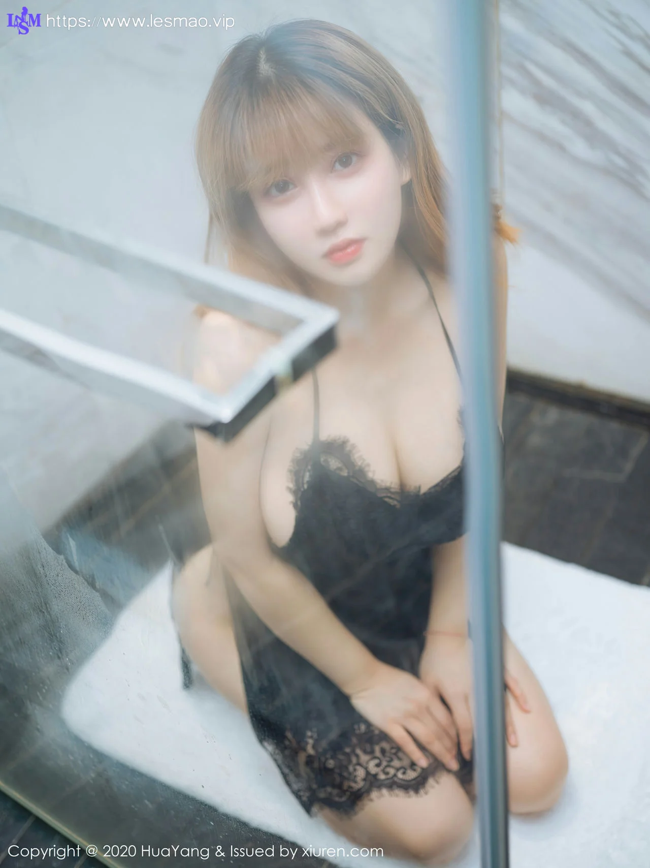 HuaYang 花漾show Vol.311 黑色蕾丝睡衣 周大萌 - 7