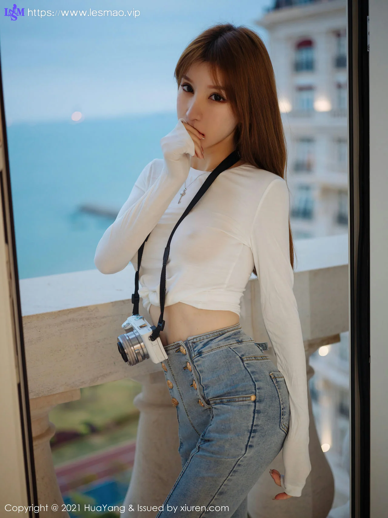 HuaYang 花漾show Vol.357 透视白T 周于希sandy 性感牛仔 - 6