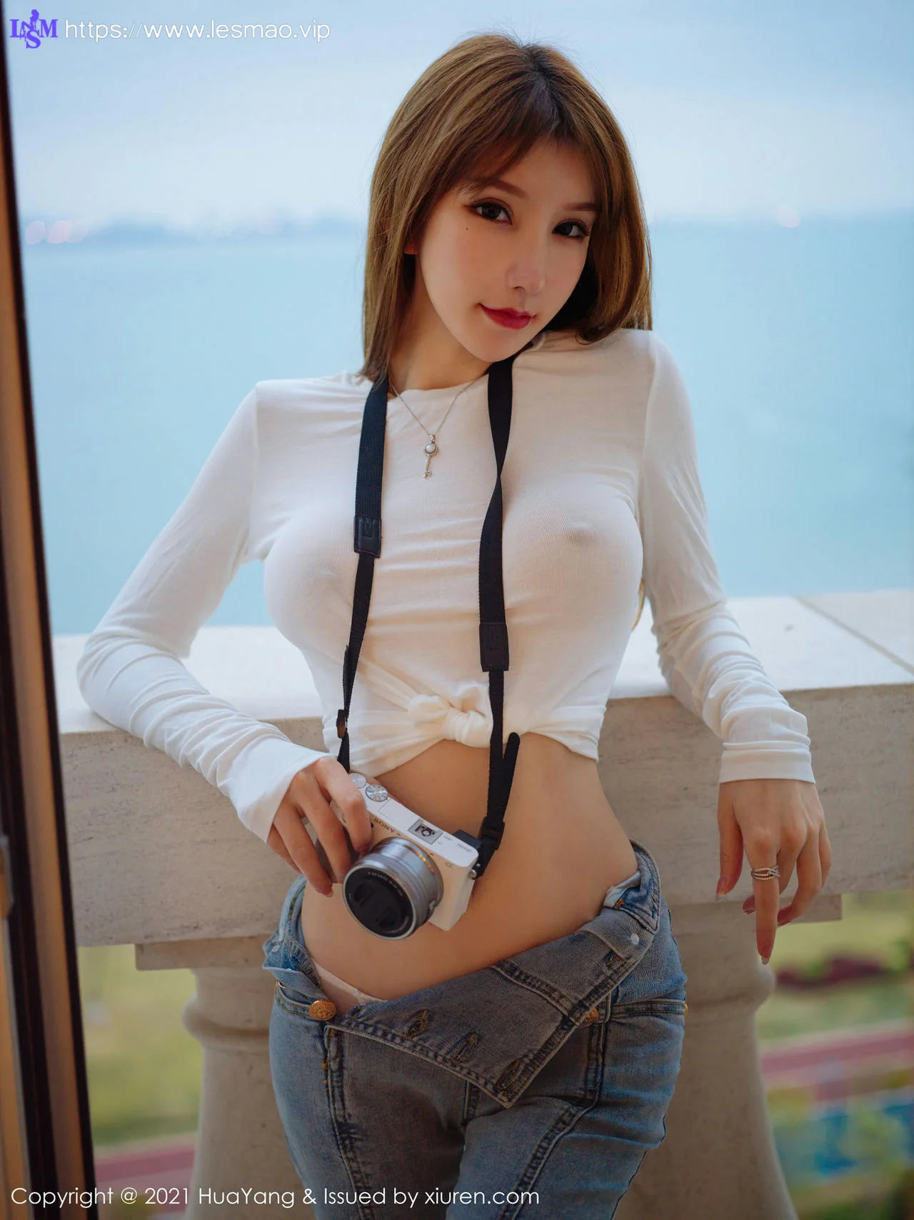 HuaYang 花漾show Vol.357 透视白T 周于希sandy 性感牛仔 - 8