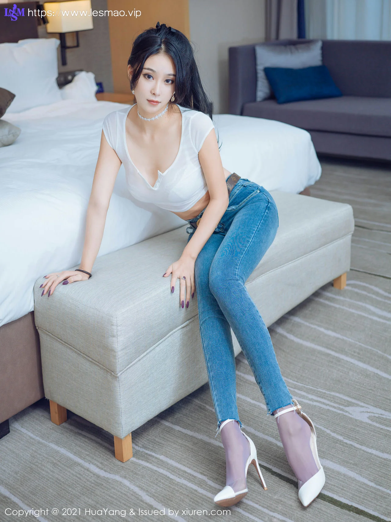 HuaYang 花漾show Vol.405 蕾丝内衣丝袜 蓝夏Akasha 性感写真 - 2